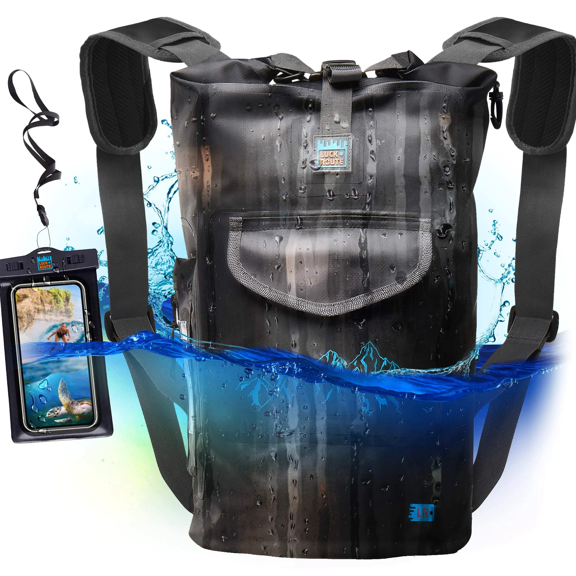 Bolsa impermeable para cámara – Mochila sumergible con doble bloqueo de fijación y almacenamiento inteligente – Bolsa seca para kayak, flotador, canoa y otras actividades acuáticas (negro, 20 l)