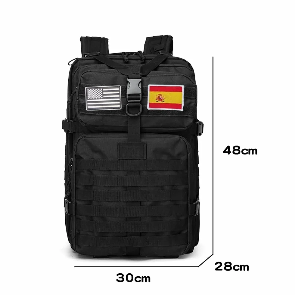 smallrun Mochilas Tácticas Militares 45L Mochila del ejército Gran Capacidad Mochila Crossfit Plegable Impermeable Mochila Montañismo, Senderismo, Acampada (Y NEGRO, Y)