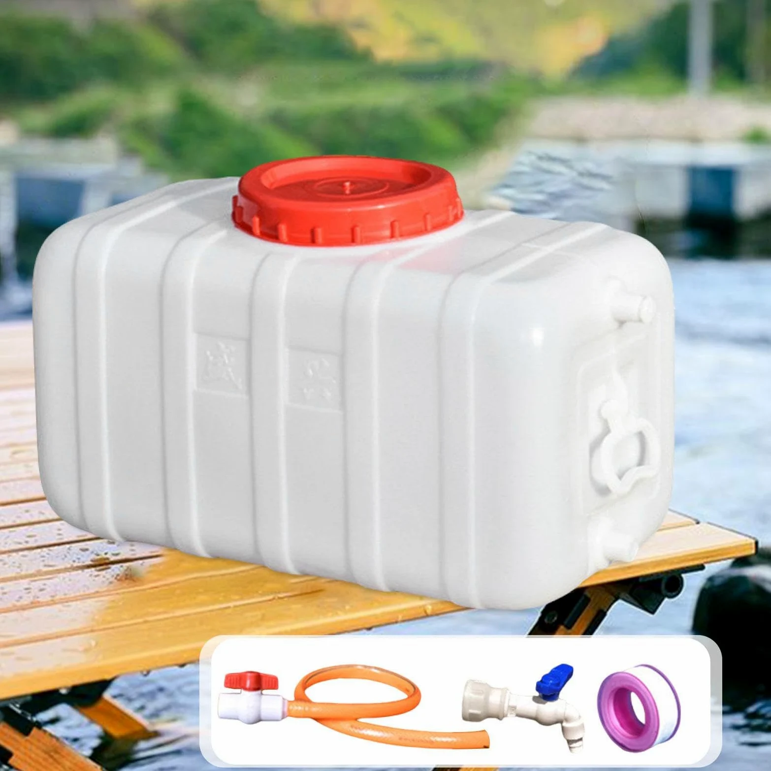 KESOTO Depósito de Agua para Uso Móvil, Garrafa con Grifo Y Manguera, Contenedor Horizontal para Vehículos.