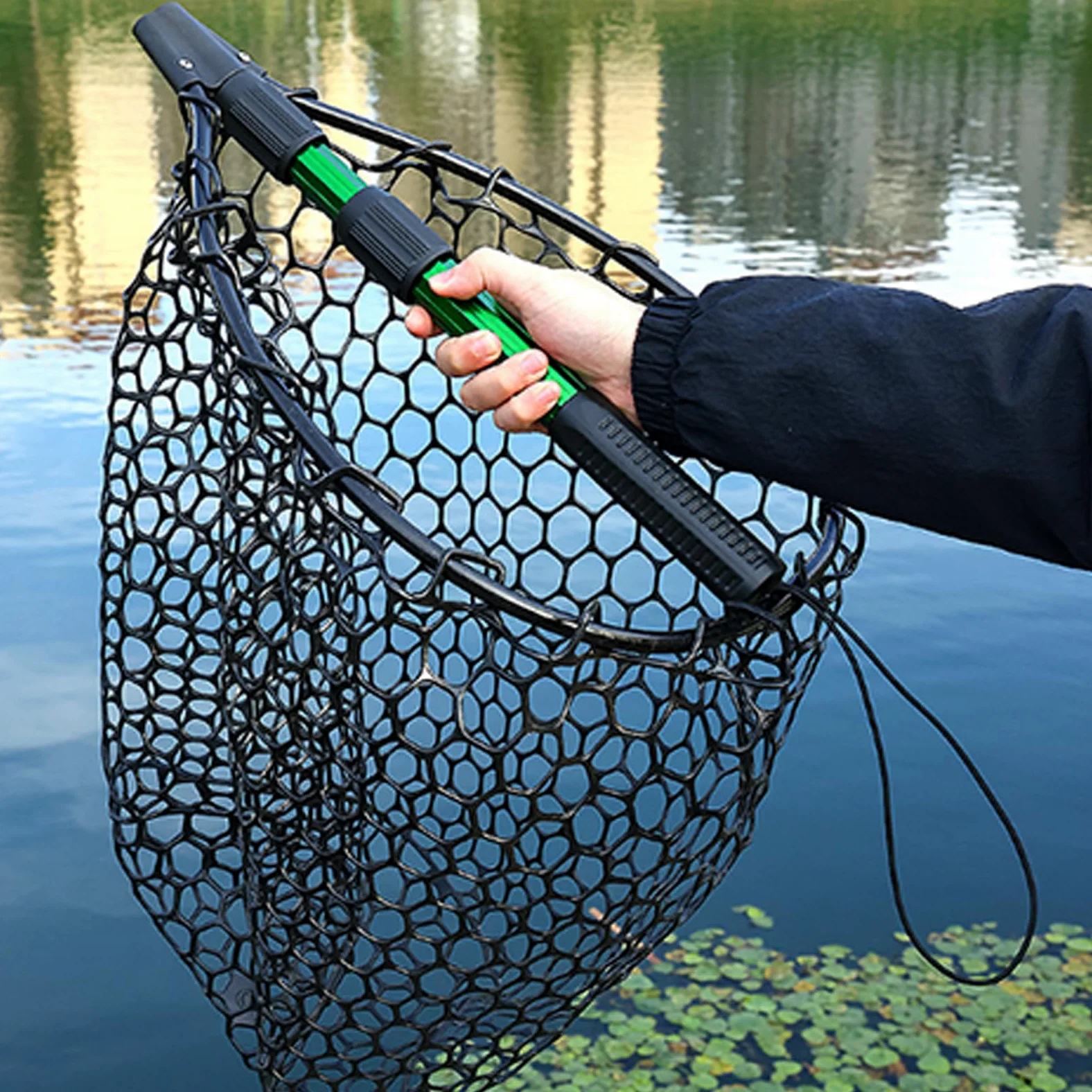 Red de pesca telescópica plegable, barra de aluminio resistente a la corrosión, malla suave para pesca profesional, red de pesca compacta