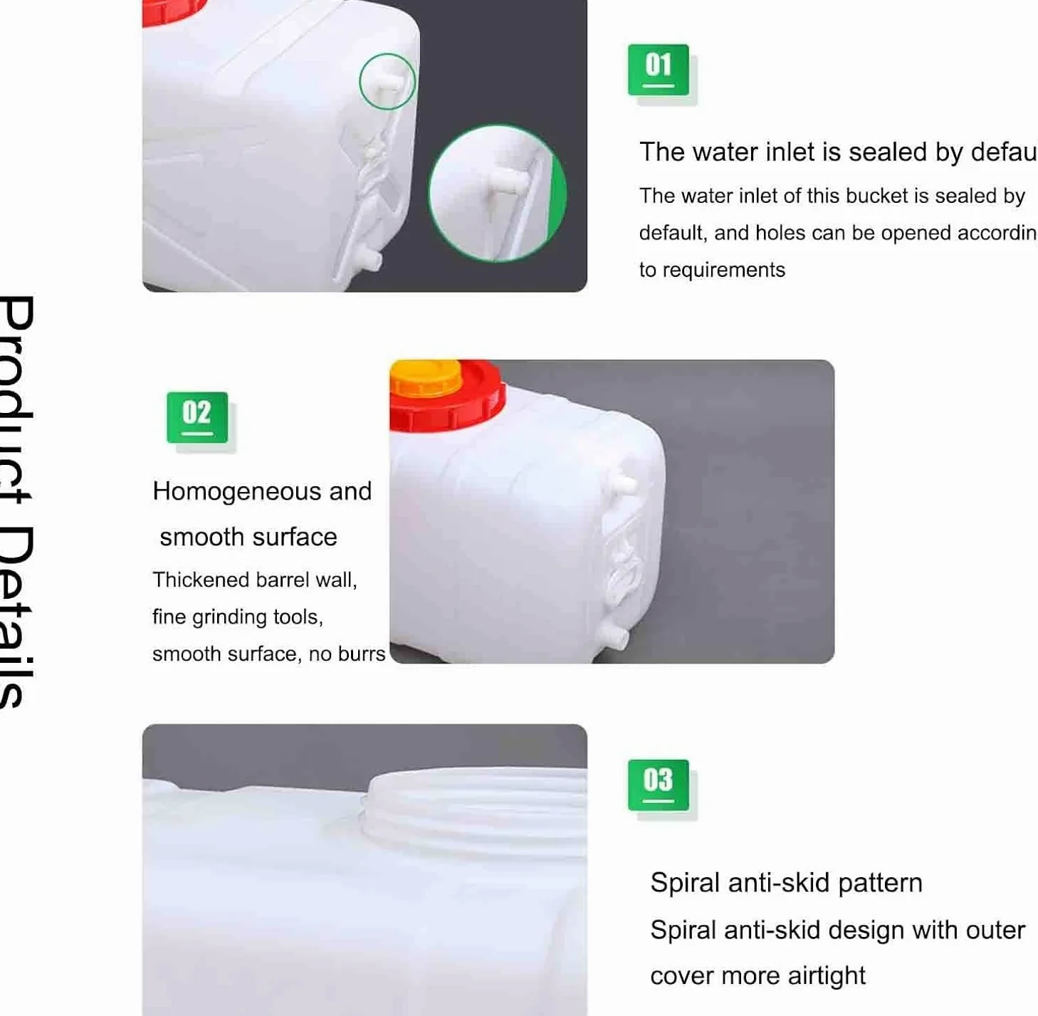 Tanque Almacenamiento Agua Rectangular Plástico Contenedor Almacenamiento Agua Purificada Grado Alimenticio Adecuado Exteriores