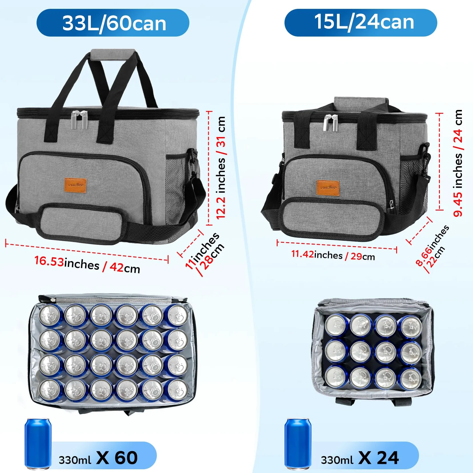 Bolsa térmica portátil suave – Enfriador de campamento aislado para 60 latas, enfriador plegable de lados suaves para beber, enfriador de playa a prueba de fugas, adecuado para picnic,