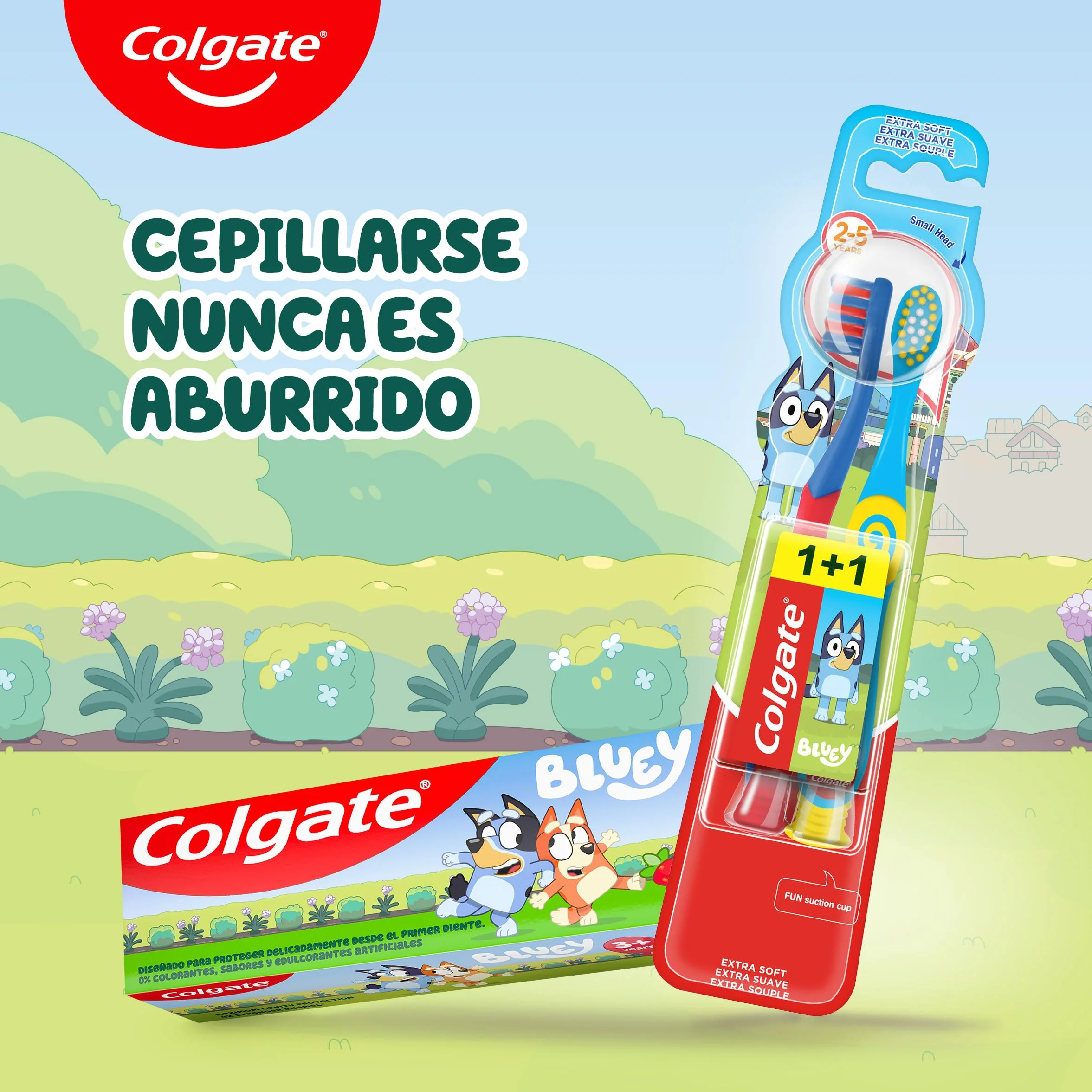 Colgate Cepillos de dientes Kids Bluey 2-5 años Pack 12 x 2, cabezal pequeño, filamentos extra suaves