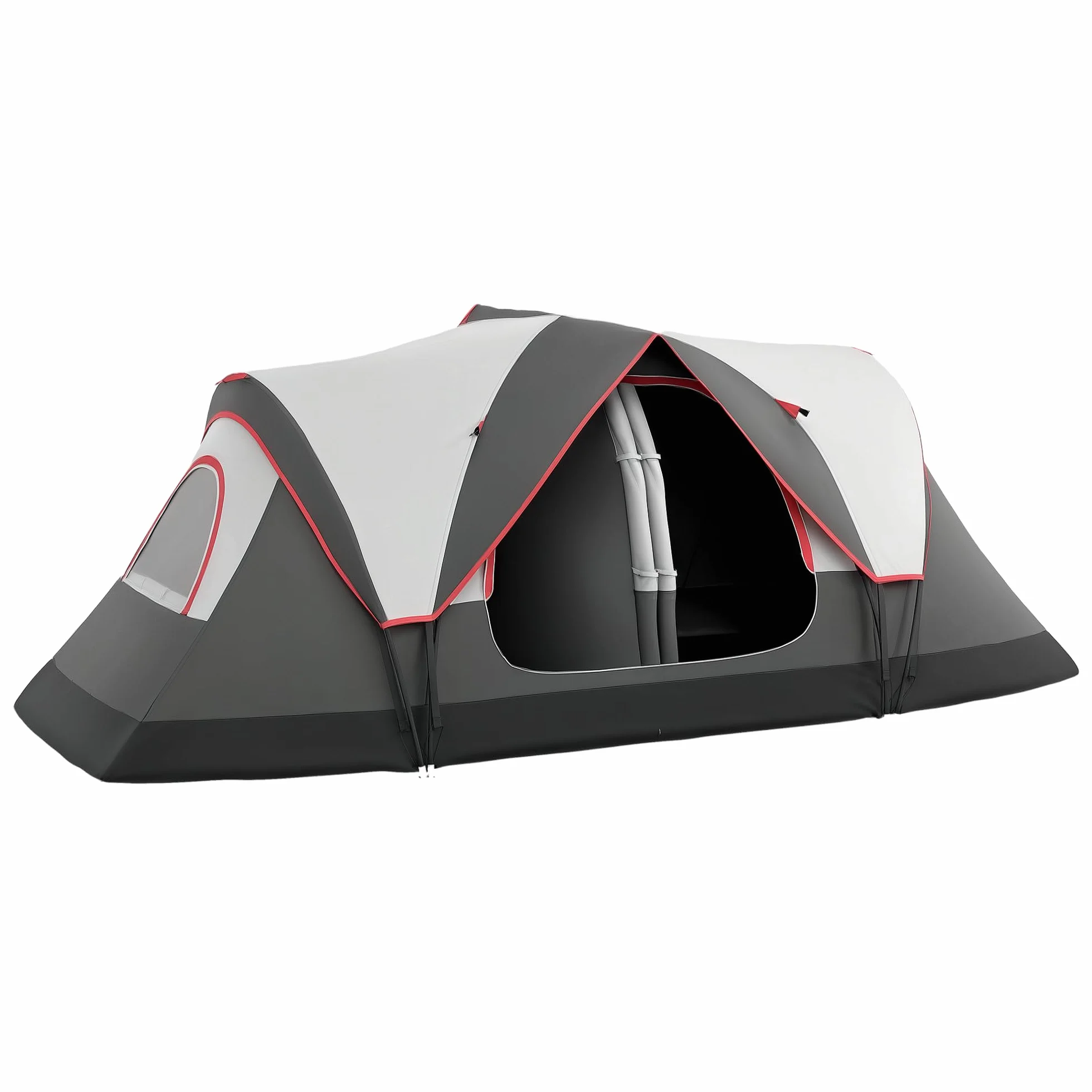Outsunny Tienda de Campaña Familiar para 6-8 Personas Tienda de Camping Plegable con 2 Habitaciones y Bolsa de Transporte Impermeable para Senderismo 450x215x180 cm