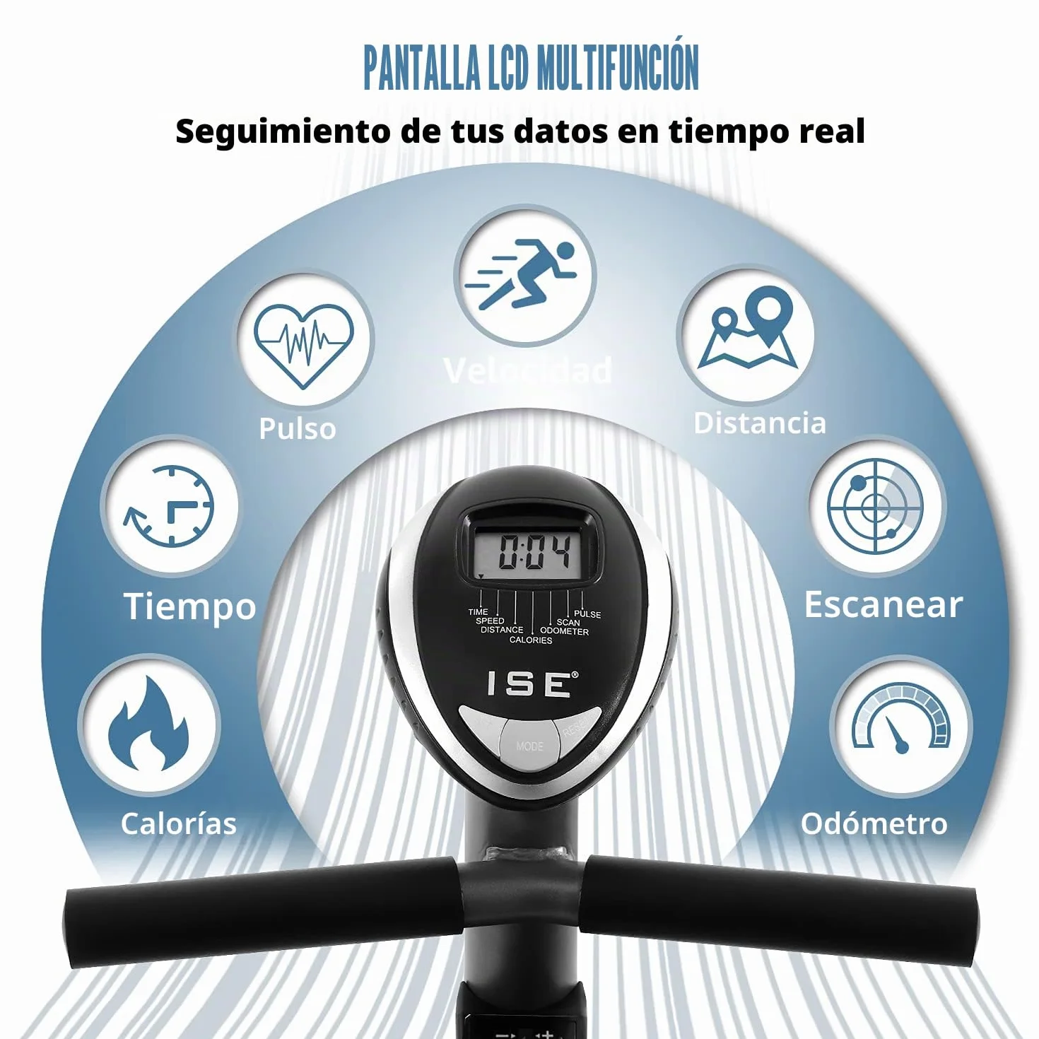 ISE Bicicleta Estática con Respaldo para casa, Bicicleta Estatica Magneticacon 8 Niveles de Resistencia,Sensor de Pulso, Bicicletas Estaticas Rehabilitacion indoor,Bici estatica profesional Máx.120 kg