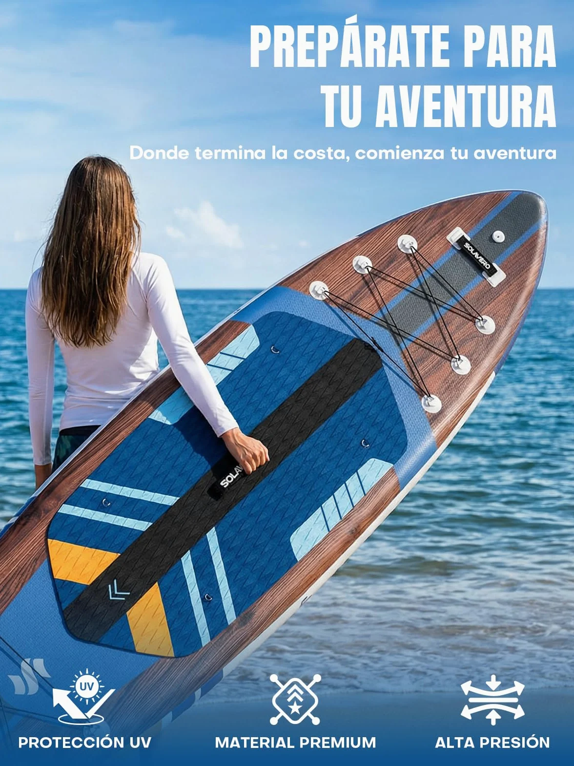 SOLAVERO Tabla Paddle Surf Hinchable 2 Personas 350 x 89 x 15 cm Sup Capacidad 210kg con Asiento Desmontable, Remo Ajustable, Bomba, Correa de Seguridad, Funda Impermeable y Mochila