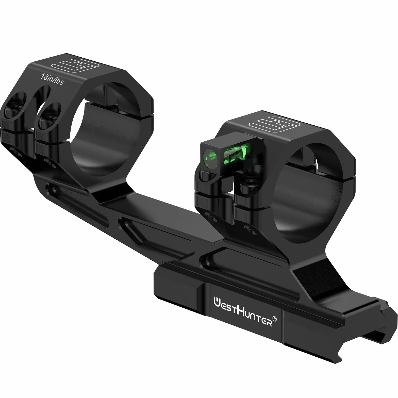 WestHunter Optics Precision Picatinny - Soporte para mira telescópica Picatinny, tubo de 30 mm/34 mm, doble anillo, ligero, de una sola pieza, 20 MOA, nivel de burbuja, modelo básico
