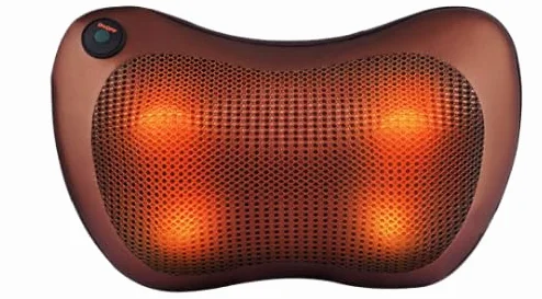 Cojín de Masaje SHIATSU Eléctrico con Calor y Terapia Magnética, Masajeador Cervical, 4 Rodillos
