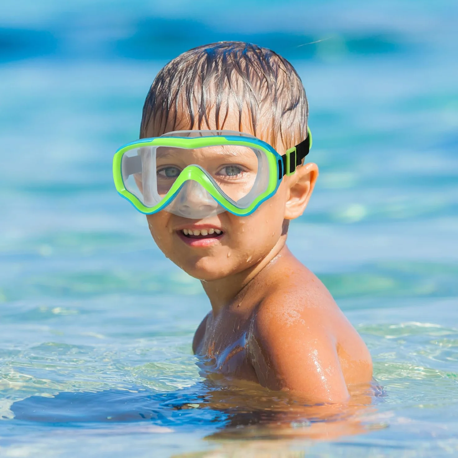 Gafas de natación para niños de 6 a 14 años, máscara de buceo sin correa de enredos, gafas de agua, cubierta de nariz para niños y jóvenes