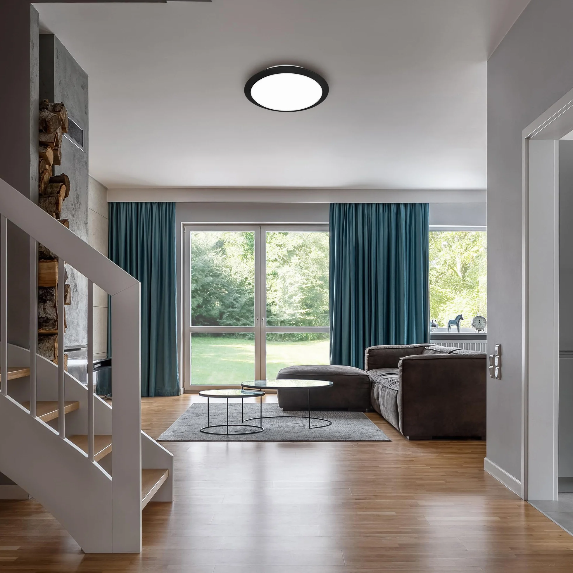 BRILONER Lámpara de techo LED baño IP44 310x65mm Negro