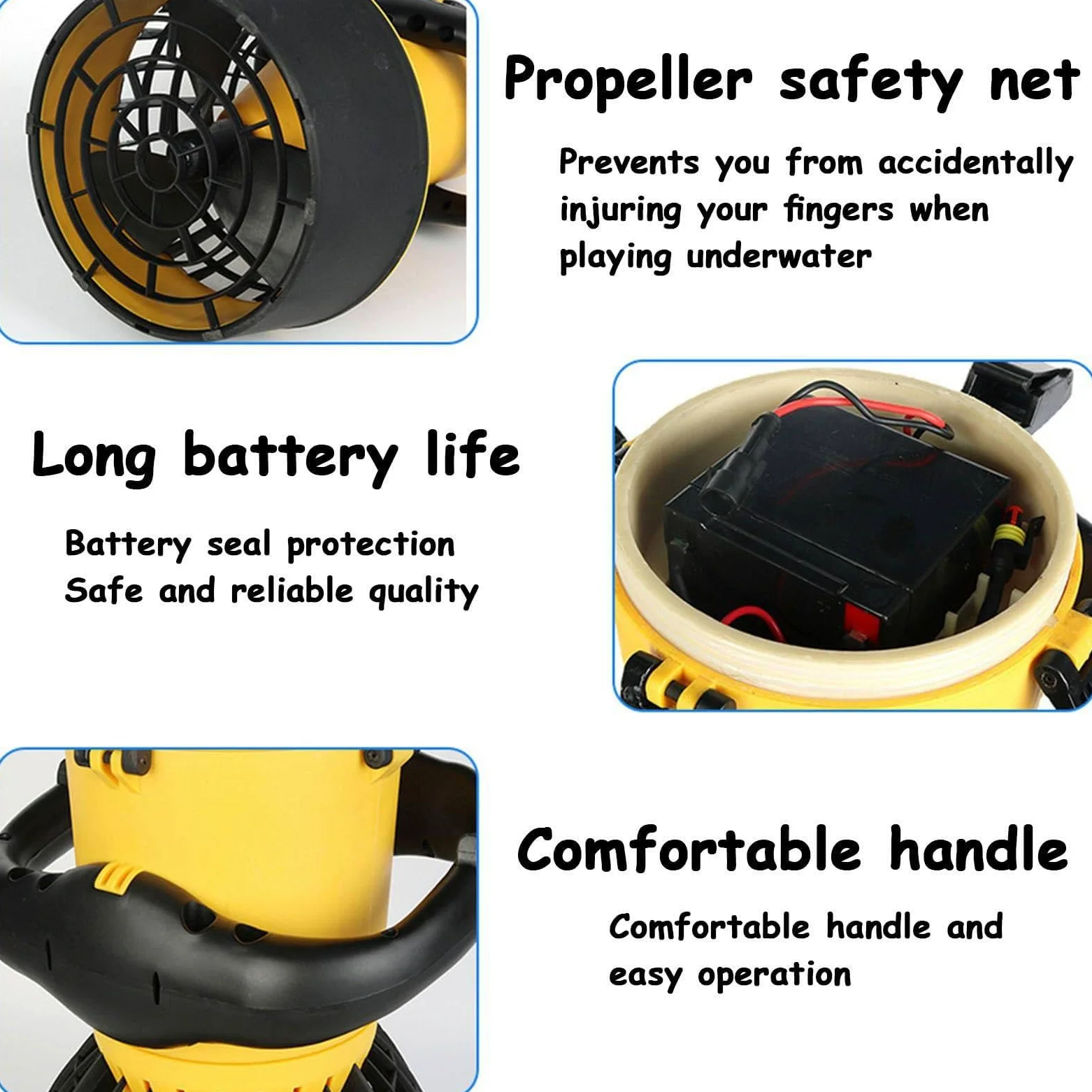Scooter submarino de propulsión acuática, dispositivo sumergible con hélice de agua, batería de litio de 500 W, dispositivo de natación para deportes acuáticos en piscinas.,Orange
