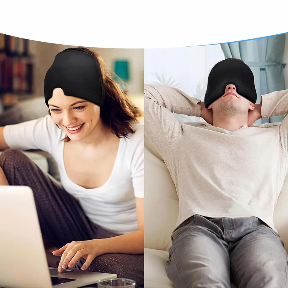 Kiuiom Alivio Para Migraña Gorro De Gel Frío Reutilizable Compresas Frias Y Calientes Negro