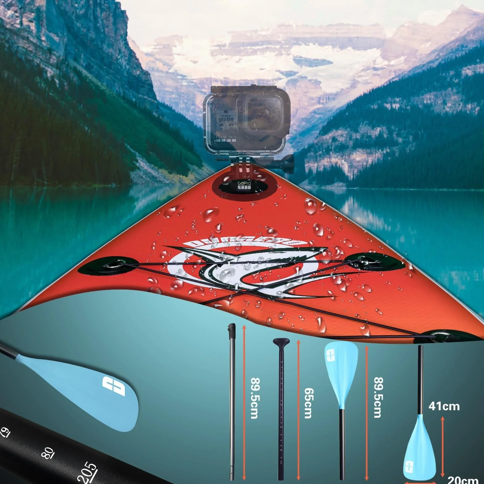 Tabla Hinchable de Paddle Surf con Asiento de Kayak, 330 x 76 x 15 cm, hasta 150 kg, Almohadilla Integrada, Aleta Desmontable, Doble Remo Ajustable, Kit de Reparación (Rojo)