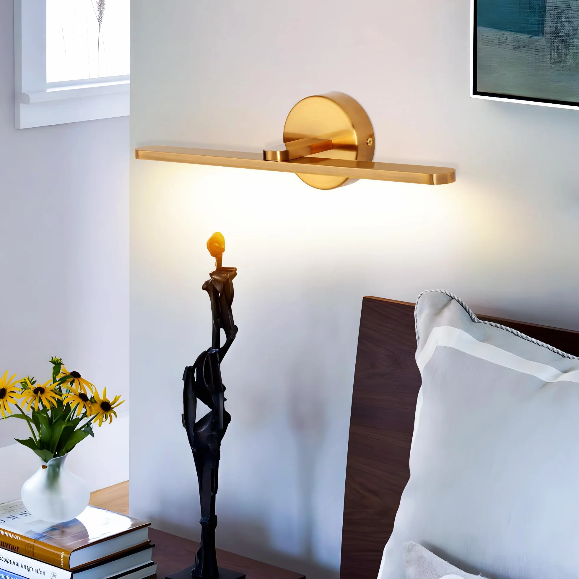 MantoLite Aplique LED latón pulido 40CM 12W IP44 3000K