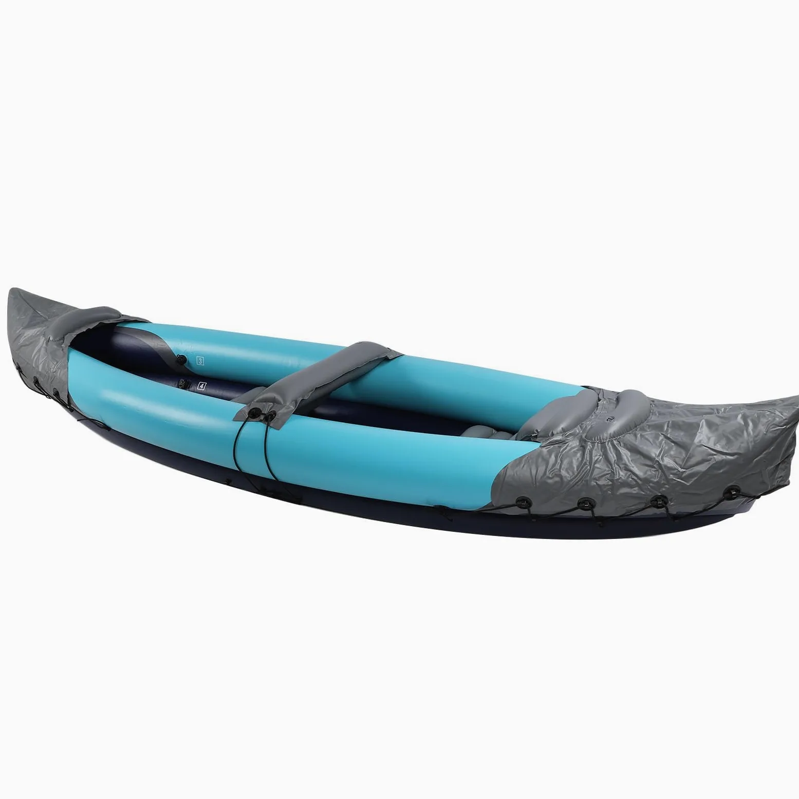 Kayak Inflable, PVC Engrosado, Impermeable, Resistente Al Sol, Kayak para 2 Personas, Plegable con Fondo Multicapa, Cojín de Asiento Inflable, Bomba Manual, Paletas, Bolsa de Almacenamiento