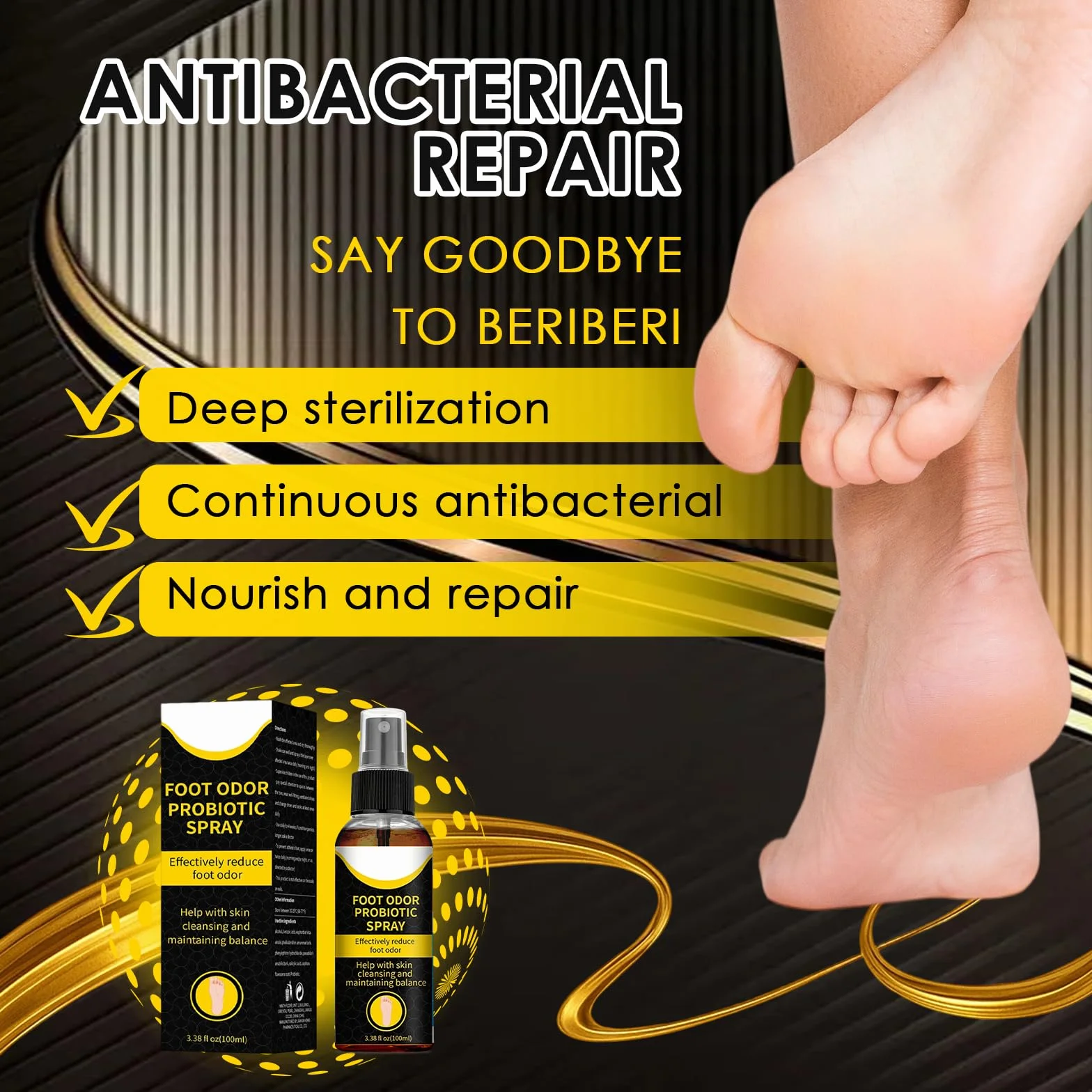 Desodorante para Pies Spray 100ml Acción Absorbente Antitranspirante Reduce Sudor Excesivo