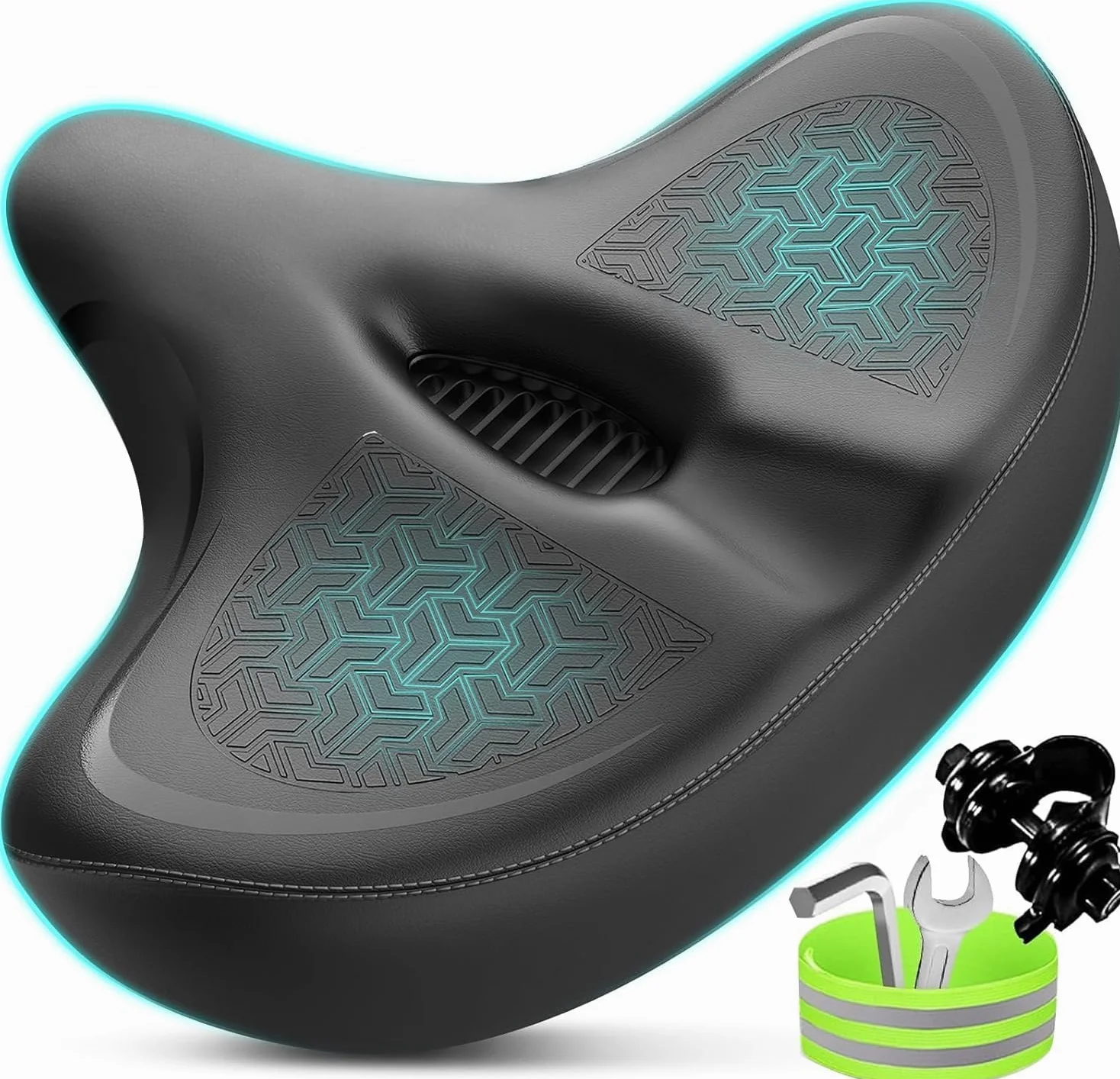 Asiento de bicicleta, asiento de bicicleta para mujeres y hombres, extra cómodo, ancho, asiento cómodo de gran tamaño para bicicletas Peloton, apto para bicicletas estáticas, bicicletas eléctricas