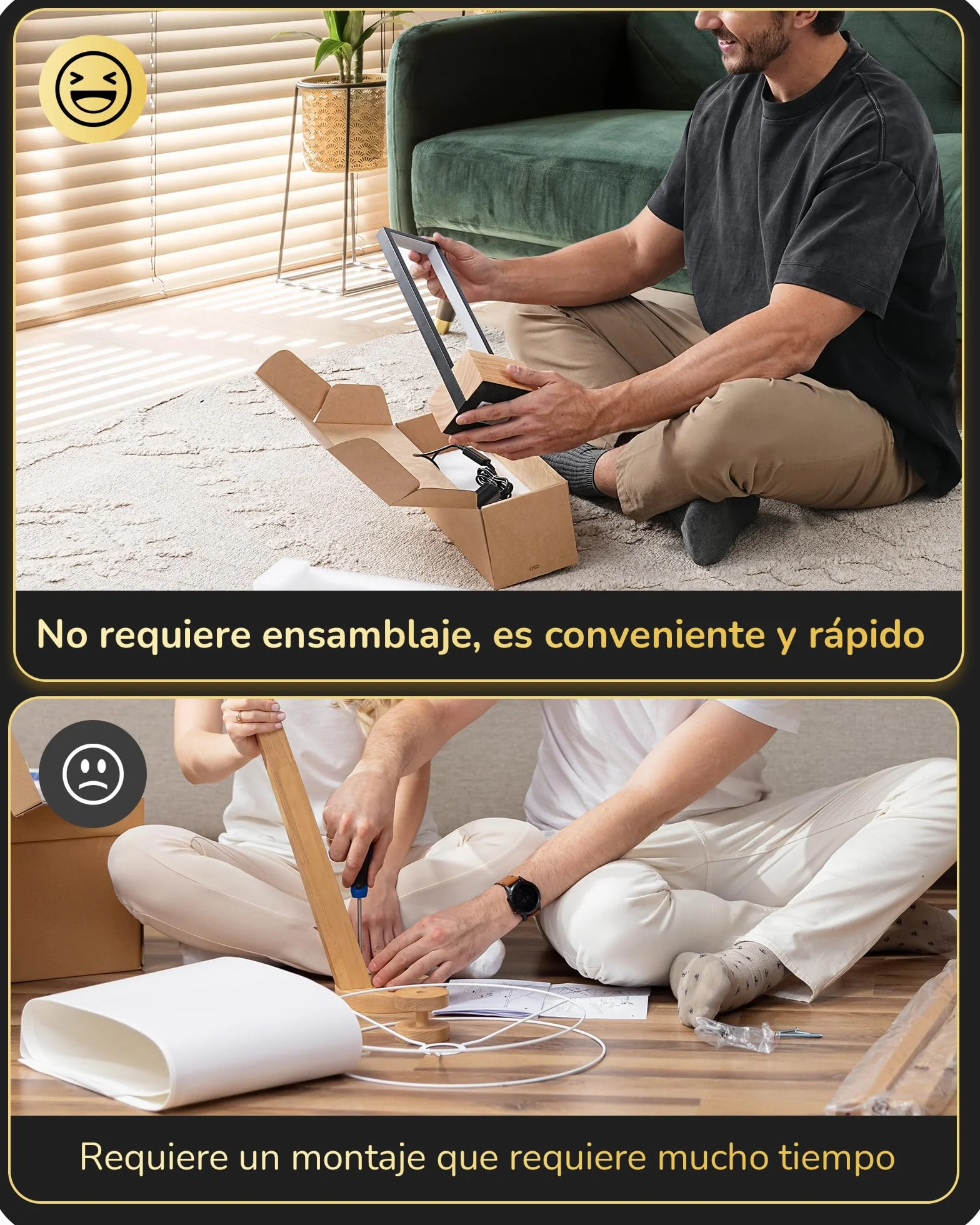 EDISHINE Lámpara de Mesa LED Regulable, 3 Temperaturas de Color 3000K-6000K, Táctil, Aluminio Negro y Madera