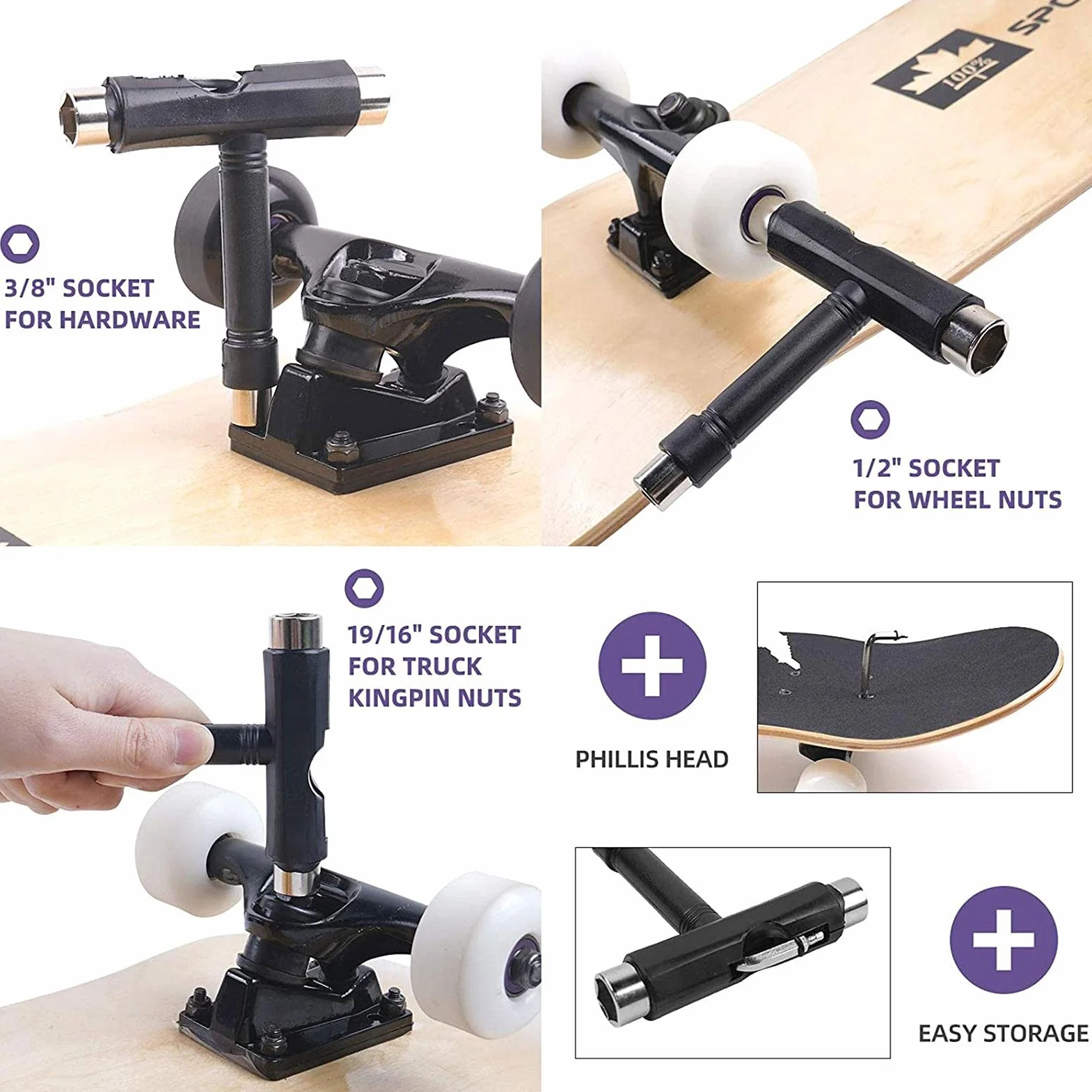 Juego de ruedas para monopatín, ejes de monopatín, hardware, ejes de monopatín, ejes de longboard, soporte de monopatín genérico, amortiguador de poliuretano para adultos, niños, niñas y niños