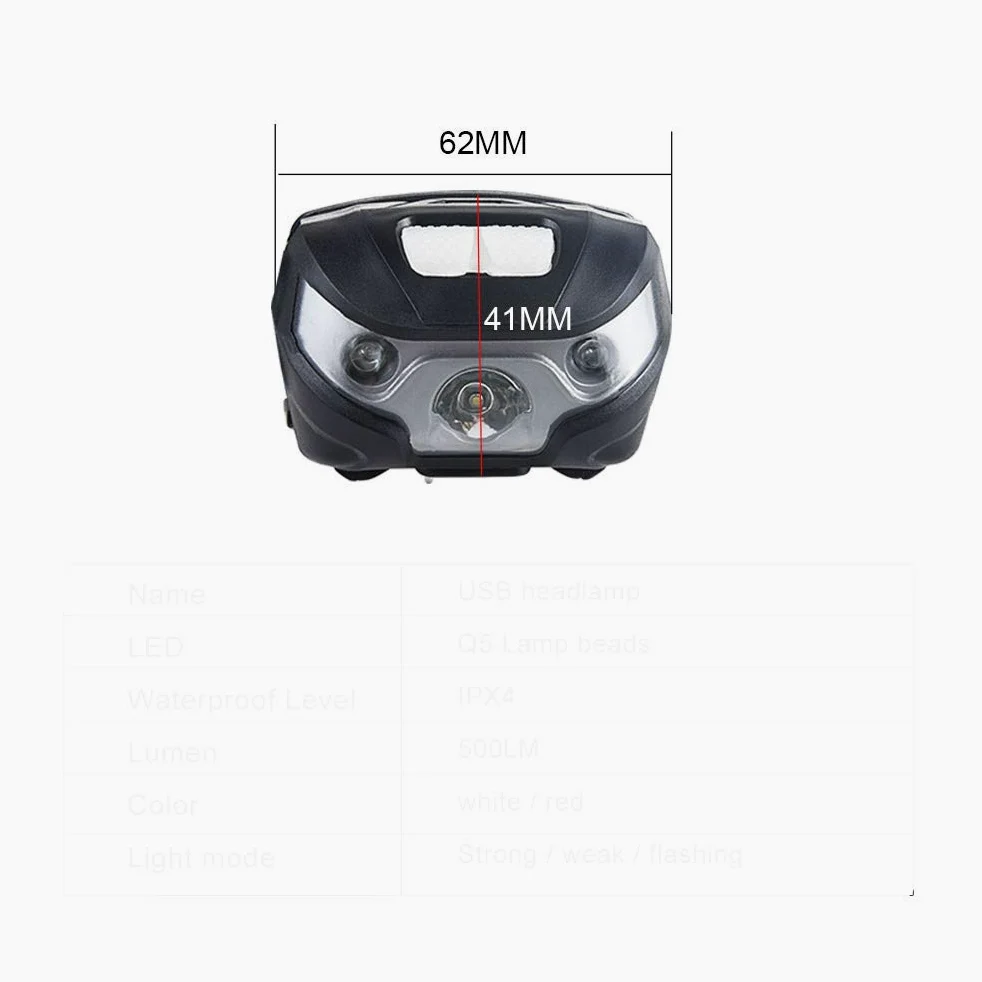RajoNN Faro Potente Led Frontal Led Faro Linterna USB Recargable antorcha lámpara de Cabeza