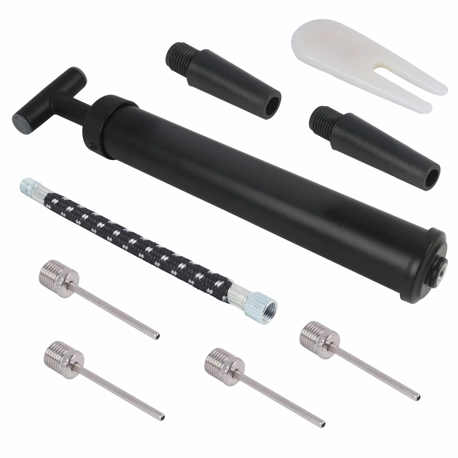 Bomba infladora de Bolas,Agujas para Bomba de Fútbol, Bomba de Pelota Portátil con 4 Agujas, Boquilla, Manguera de Extensión y Bolsa,para fútbol, Rugby, Voleibol, Baloncesto, Balonmano, Globo