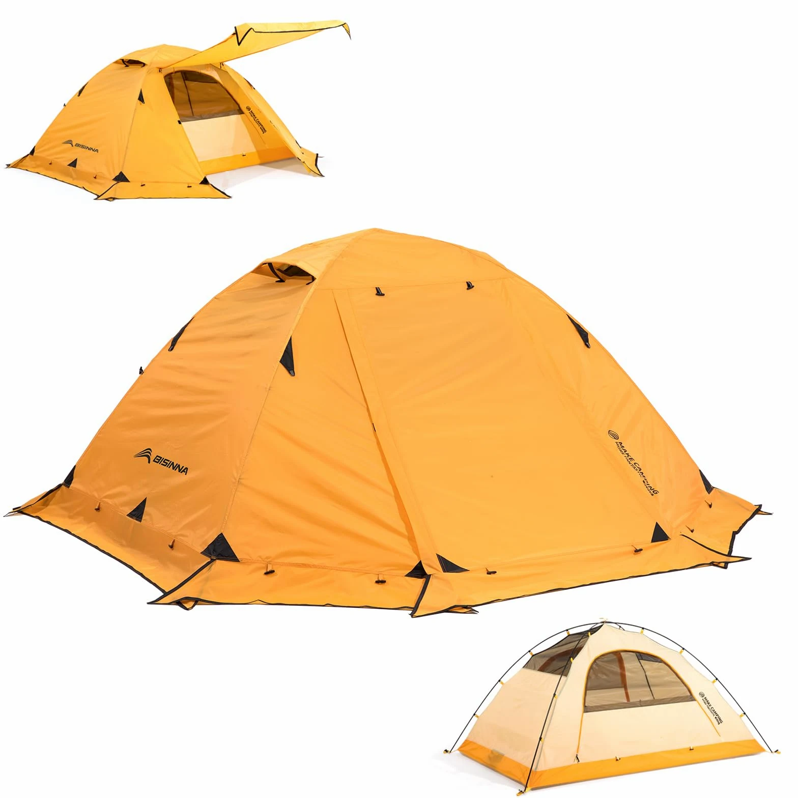 BISINNA Tienda de campaña para 4 Estaciones para mochileros, Tiendas de campaña de Invierno para 2 Personas, Tiendas de campaña Ligeras para Clima frío, Impermeable, Doble Capa, para Todas Las