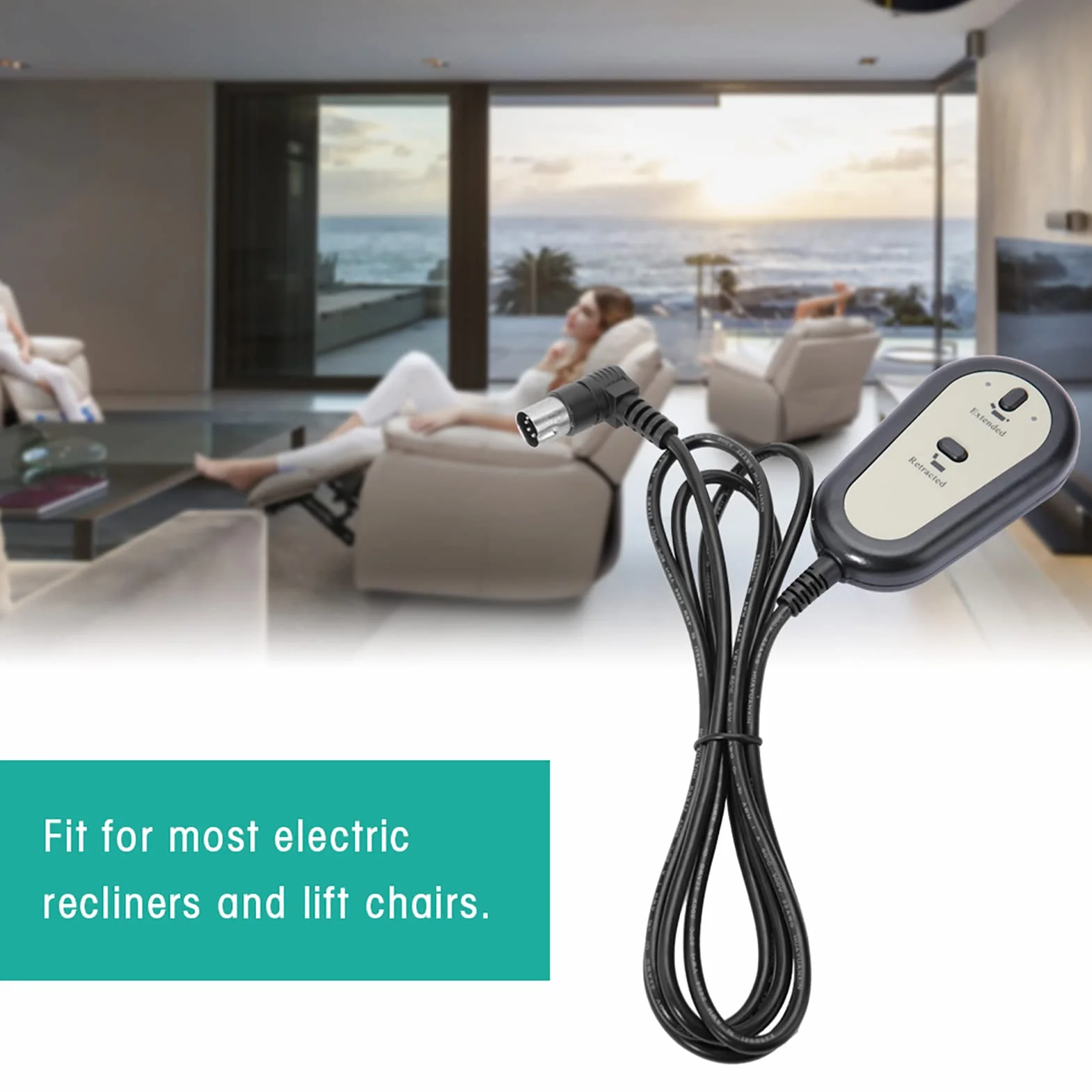 Mando Sillón Relax Reclinable Eléctrico con 2 Botones Controlador para Silla Elevadora Sofá Masaje