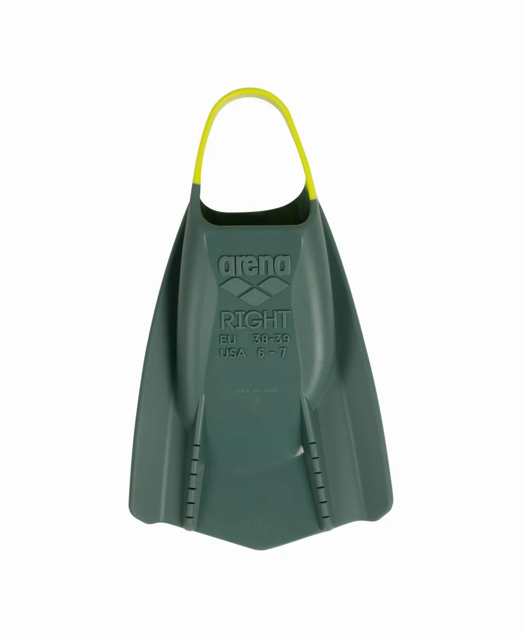 Arena Powerfin Pro II Aletas de entrenamiento de natación unisex para adultos, aletas de hoja corta de silicona, pies personalizados, Verde oscuro/amarillo, 36/37
