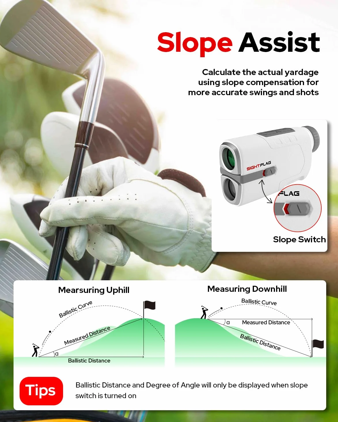 Telémetro de golf con pendiente, 1300 yardas láser para caza, aumento de 7.5X, mástil de bandera, bloqueo de vibración, buscadores de rango recargables con imán, accesorios de golf, regalo para