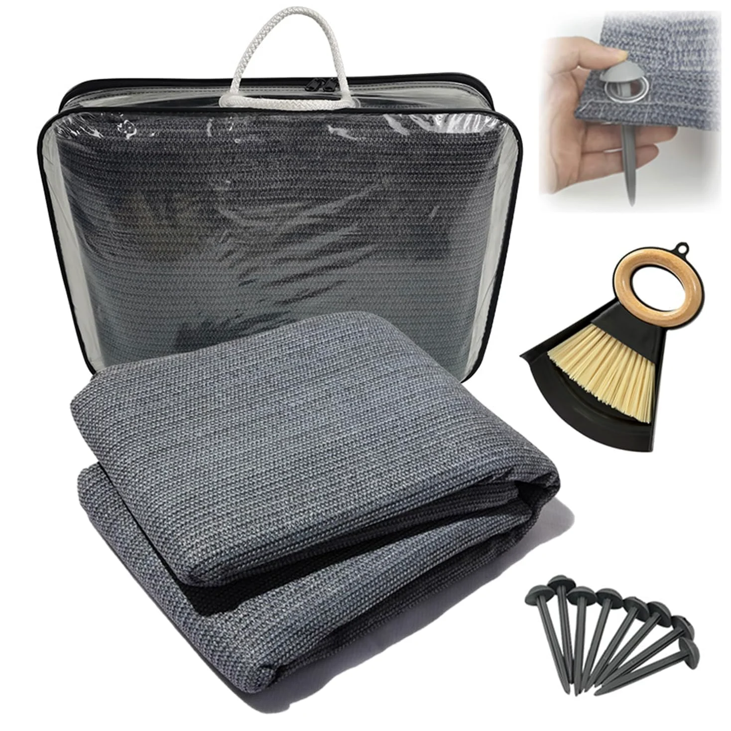 Alfombra De Suelo De Camping 3mx2,5m Polietileno HDPE con Ojales Acero Inoxidable Lavable