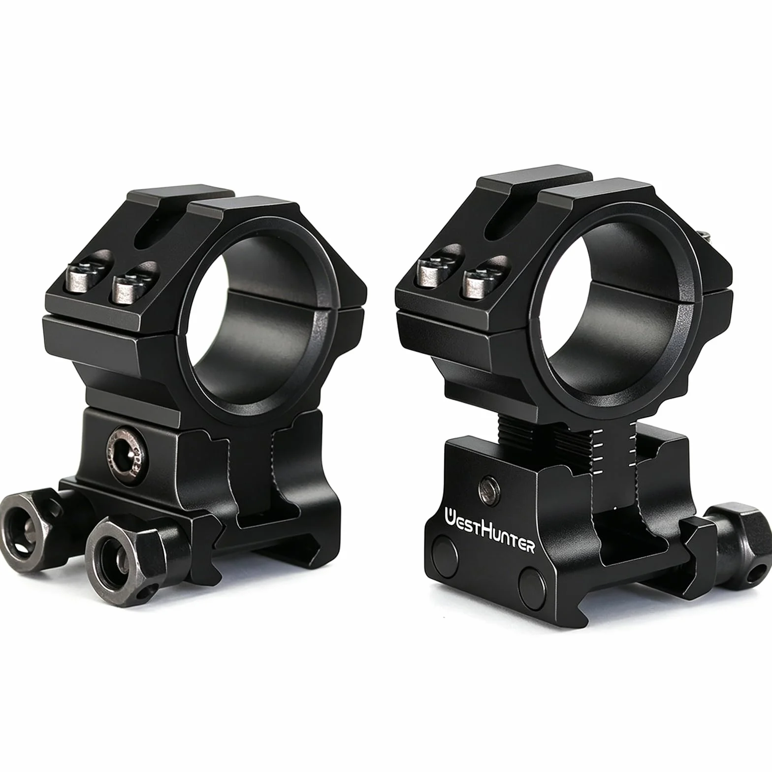 Anillas Ajustables para Mira Telescópica WestHunter Optics, Soporte de Precisión para Instalar Miras de 30mm & 25.4mm en Rieles Picatinny(Exclusivamente para Actividades Deportivas) | Black
