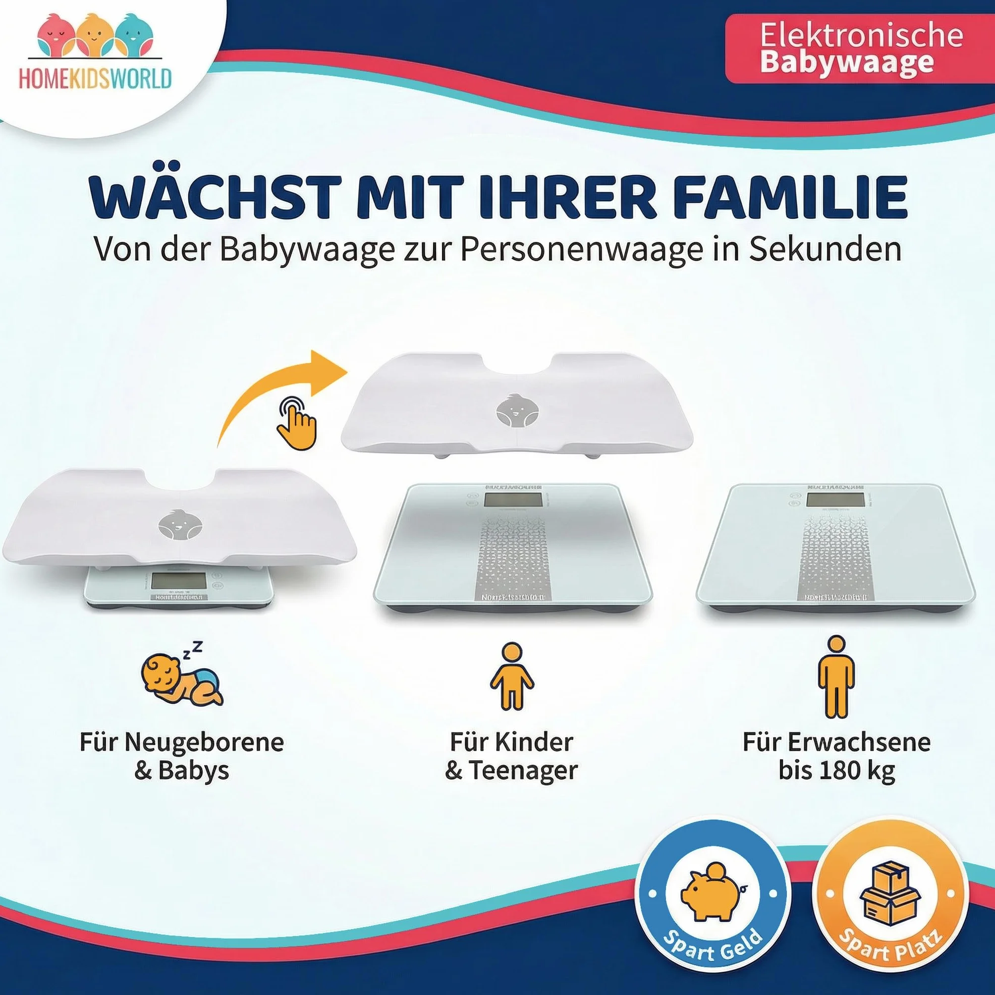 Báscula combinada para bebés y adultos HomeKidsWorld, digital 0-180 kg precisión 5 g