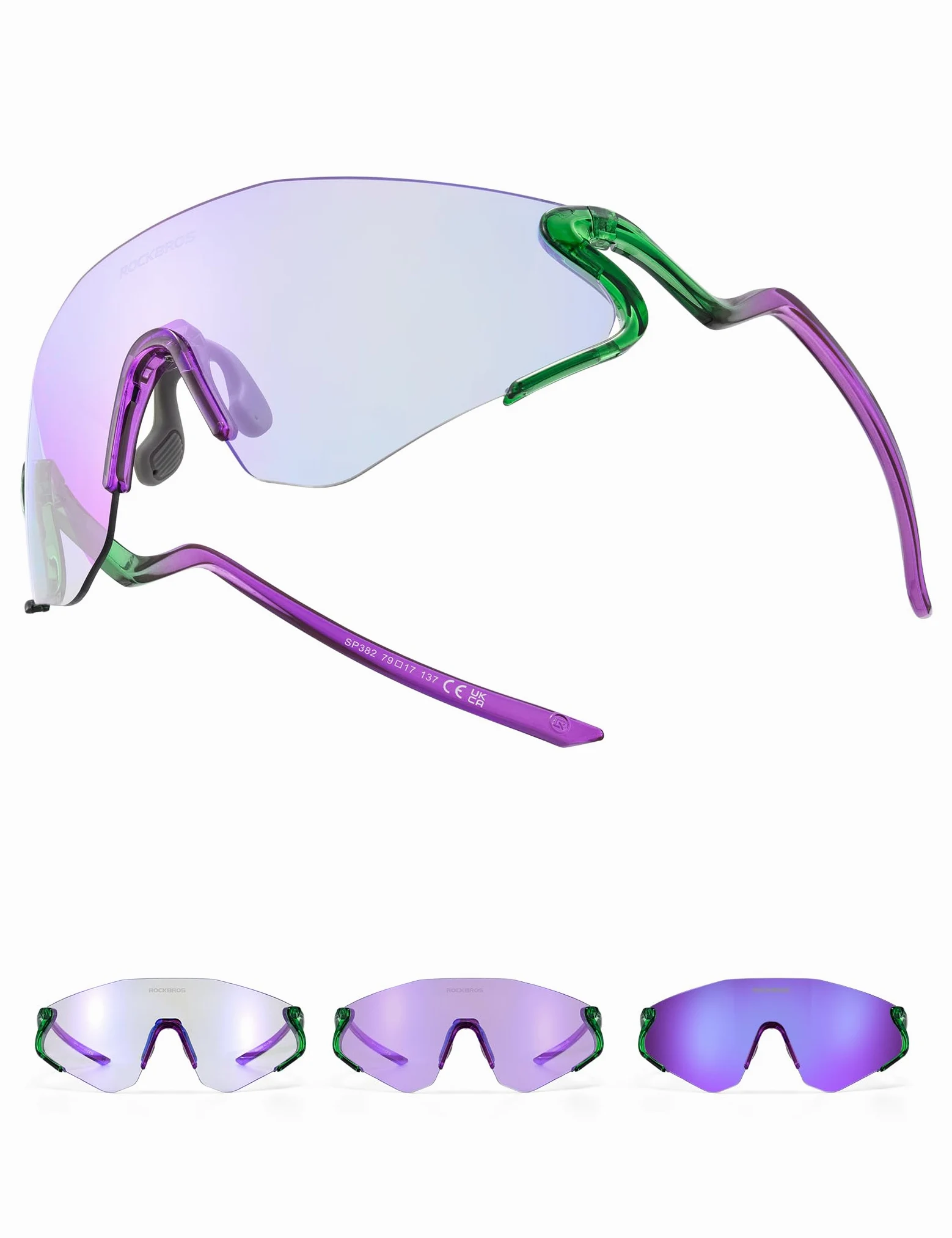 ROCKBROS Gafas de Ciclismo Fotocromáticas Ultraligeras de 24 g para Hombre Mujer, Gafas Deportivas TR90 con Protección UV400 para Correr Pesca