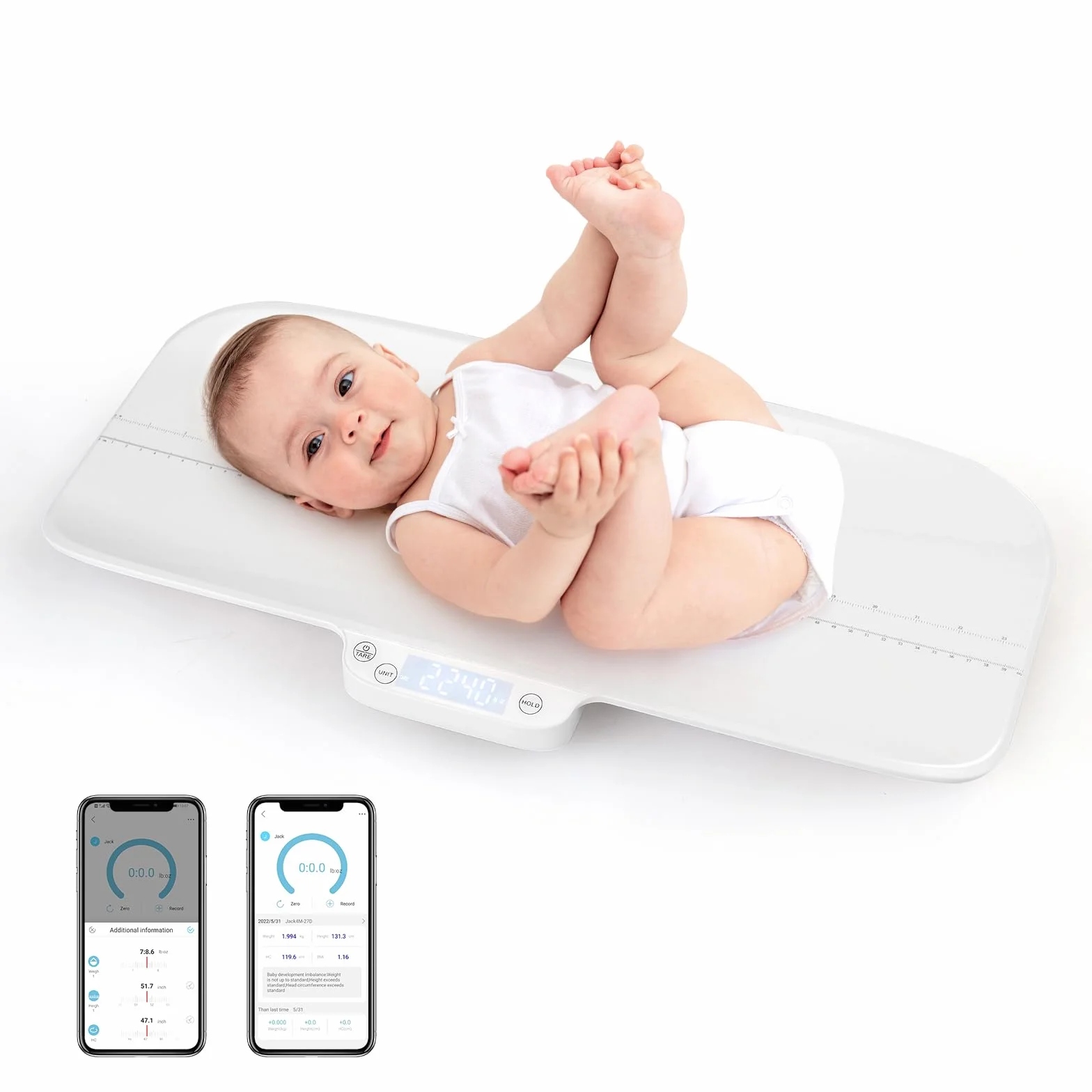 LIFEZEAL Báscula Digital para Bebés con Bluetooth, 2g de Precisión, 10-30kg