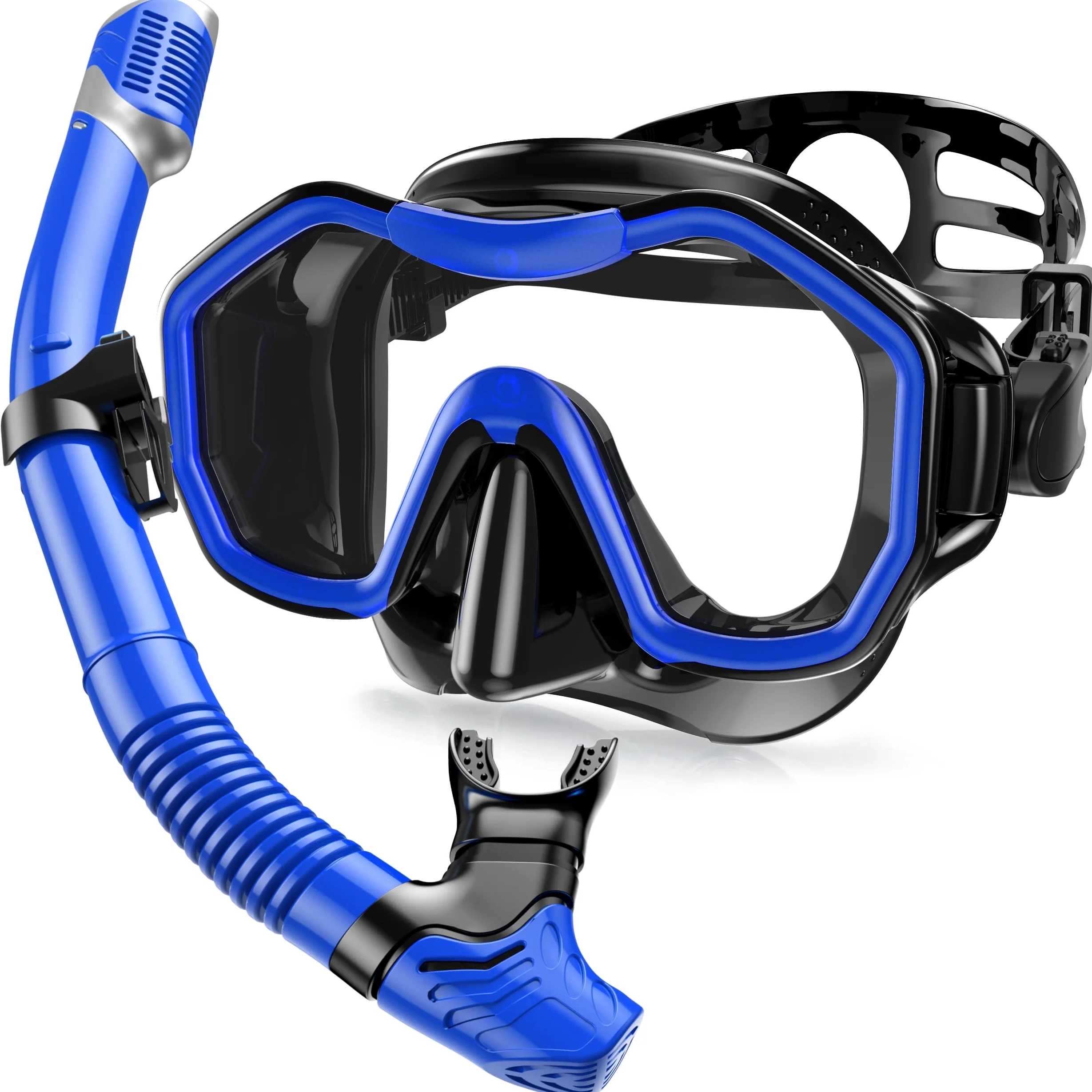 Equipo de esnórquel para adultos, juego de esnórquel con parte superior seca, panorámica de 183°, máscara de buceo para respirar libremente, máscara de esnórquel para esnórquel, buceo,