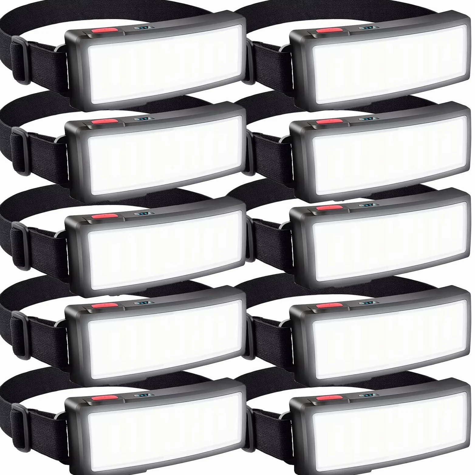 LETOUR Linterna frontal LED de 10 unidades, recargable, COB superbrillante, 1000 lúmenes, ligera, impermeable, 3 modos, luz de trabajo, 1200 mAh, ajustable, para camping, senderismo