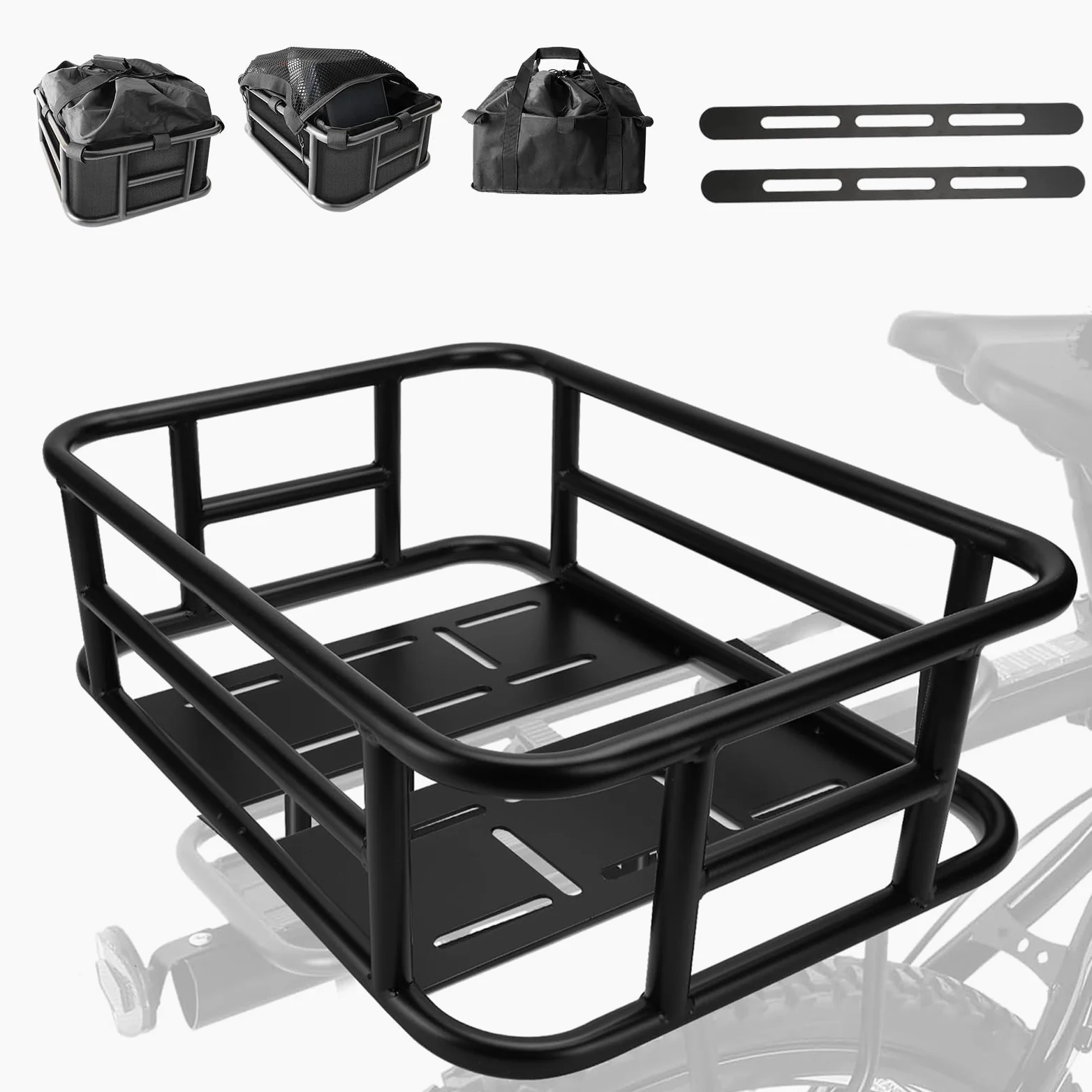 Cesta trasera para bicicleta, cesta impermeable con forro y red de carga, cestas grandes y resistentes para la mayoría de bicicletas
