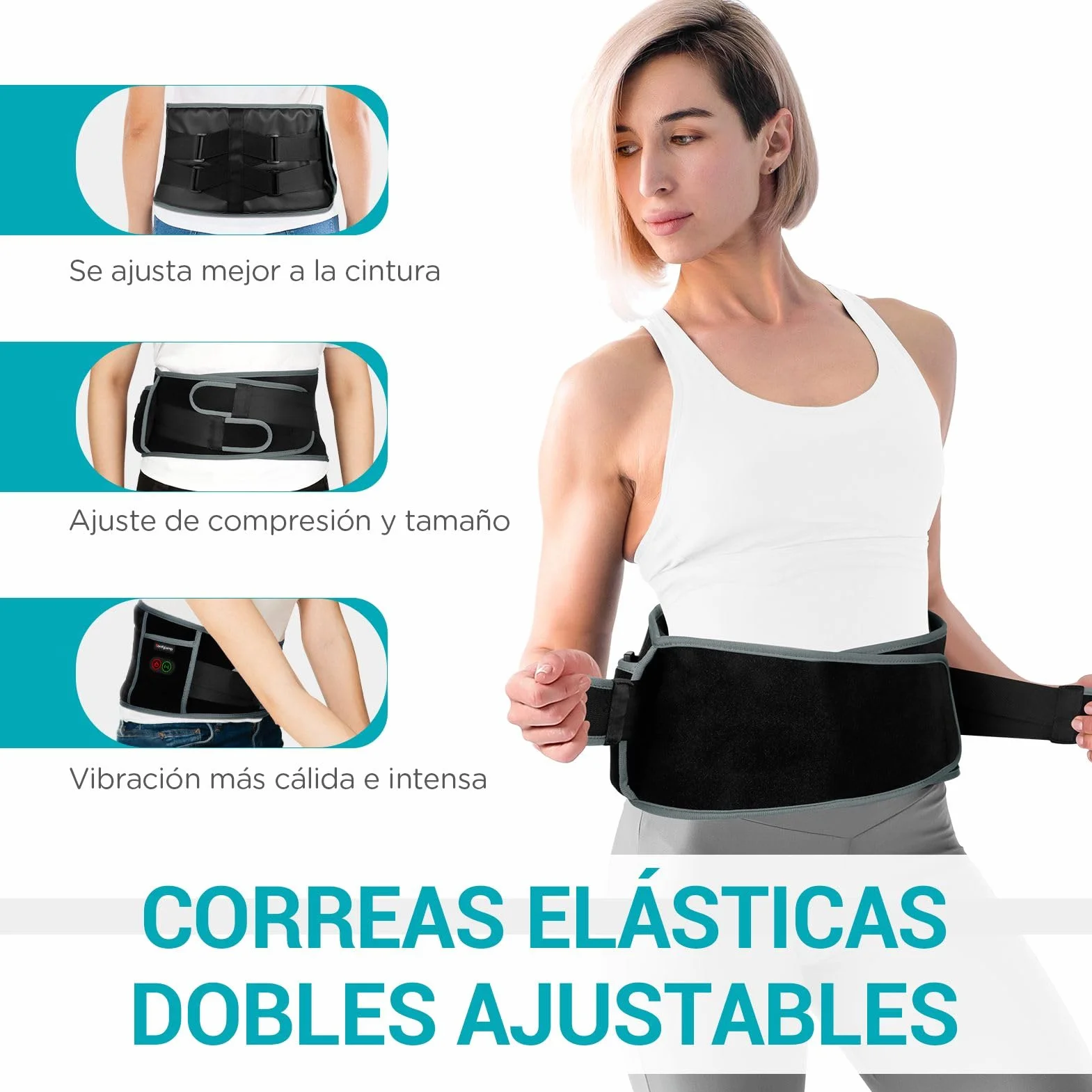 Comfytemp Almohadilla Eléctrica Lumbar Inalámbrica con 3 Modos de Calefacción y Masaje, Faja Térmica para Zona Lumbar y Abdominal