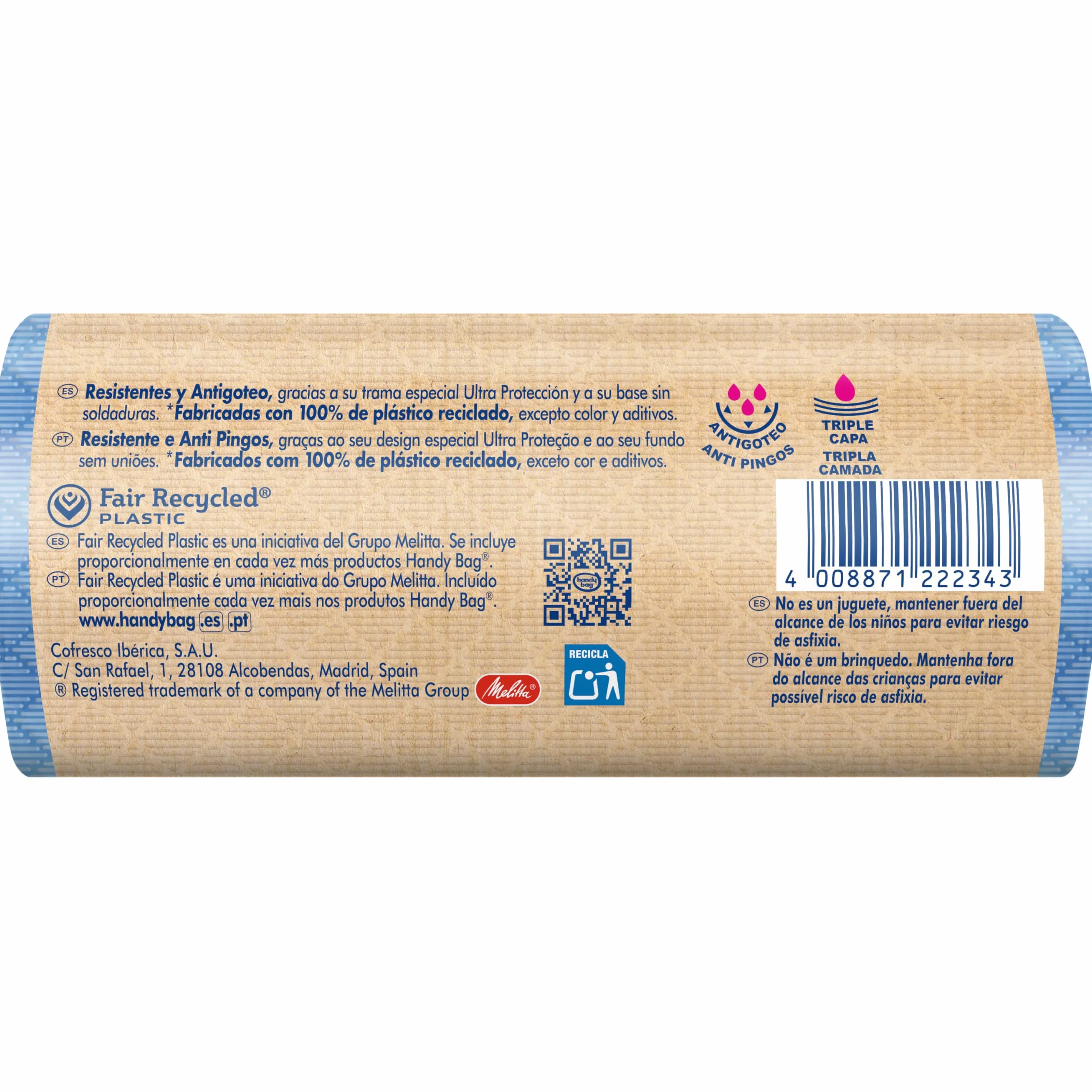 Bolsas de Basura Resistente Antigoteo 50L Autocierre Reciclado 8 Bolsas