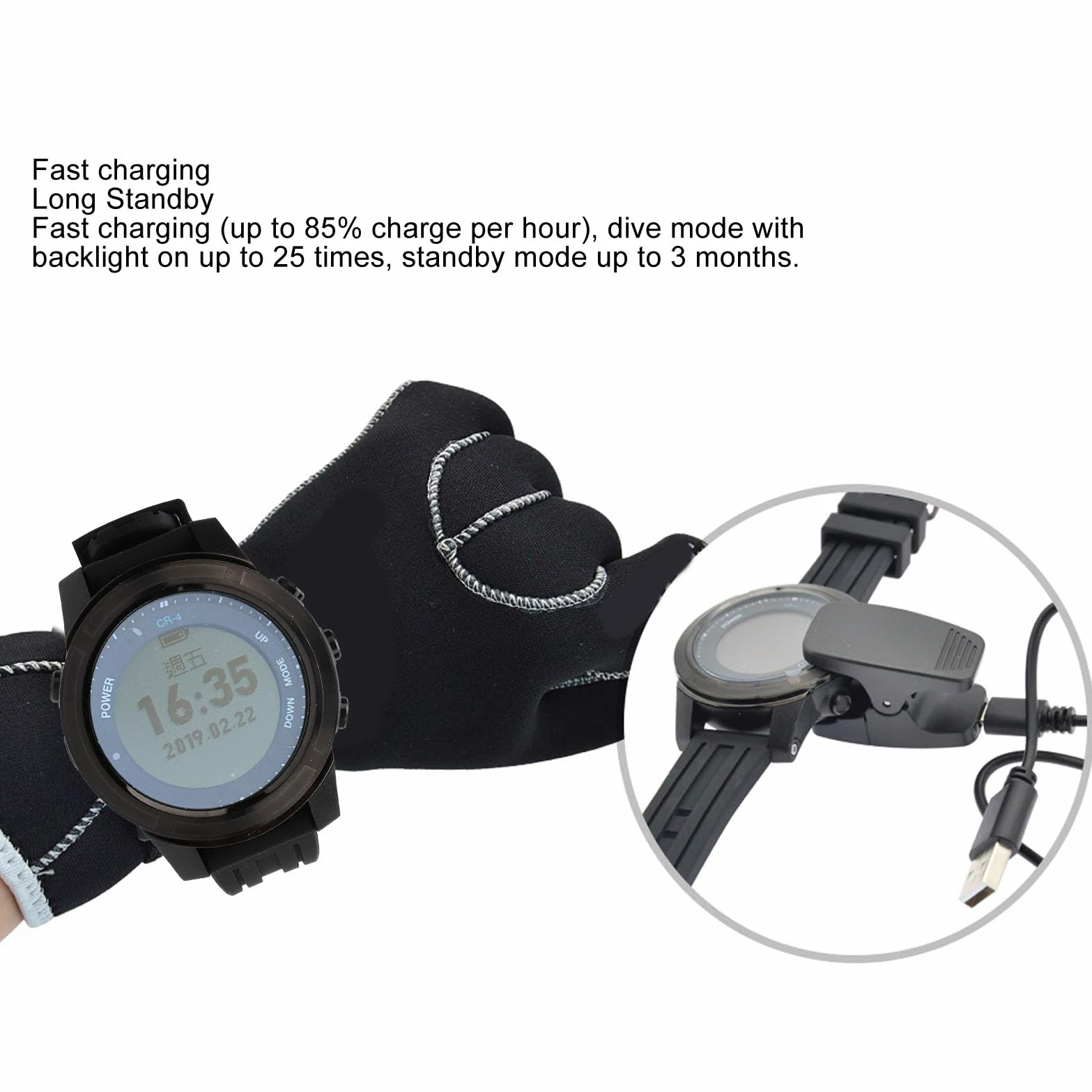 Computadora de Buceo, Computadora de Buceo de Muñeca Antideslizante Impermeable, Carga Rápida para bajo el Agua