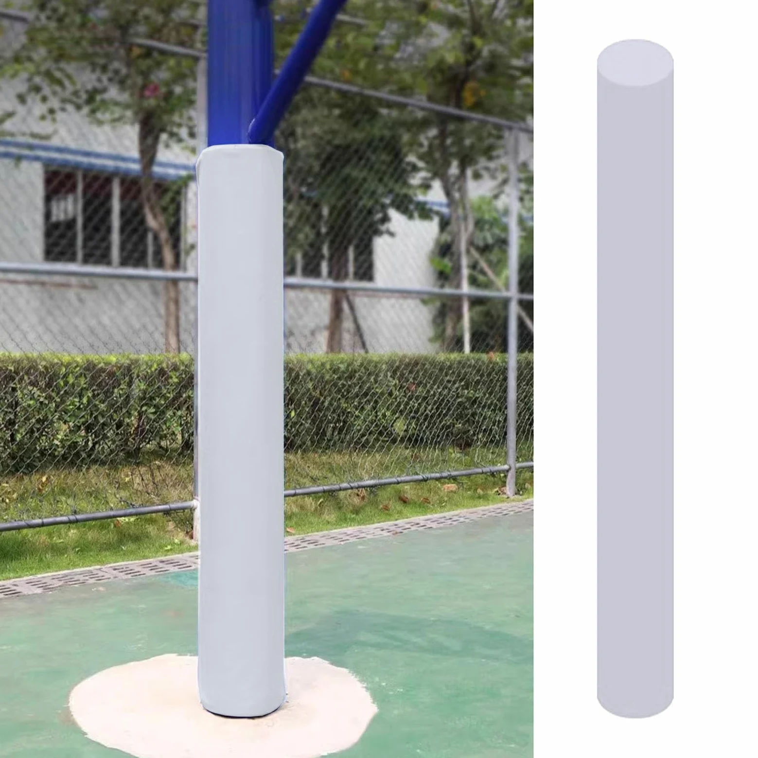 Funda para bastón de baloncesto de 3.5 pulgadas de diámetro, 72 pulgadas de alto, ajuste personalizado con correa autoadhesiva y cremallera, ideal para protección de columna de sótano