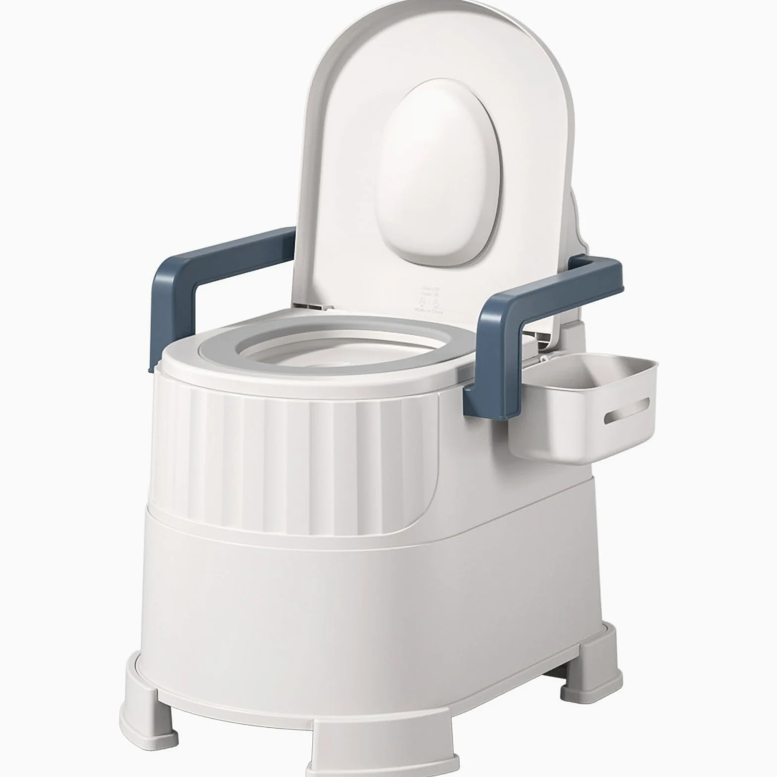 Inodoro móvil para Ancianos, Inodoro en Cuclillas para Dormitorio, Inodoro portátil para Acampar, con 2 cuñas para Adultos, Ancianos y Embarazadas,White