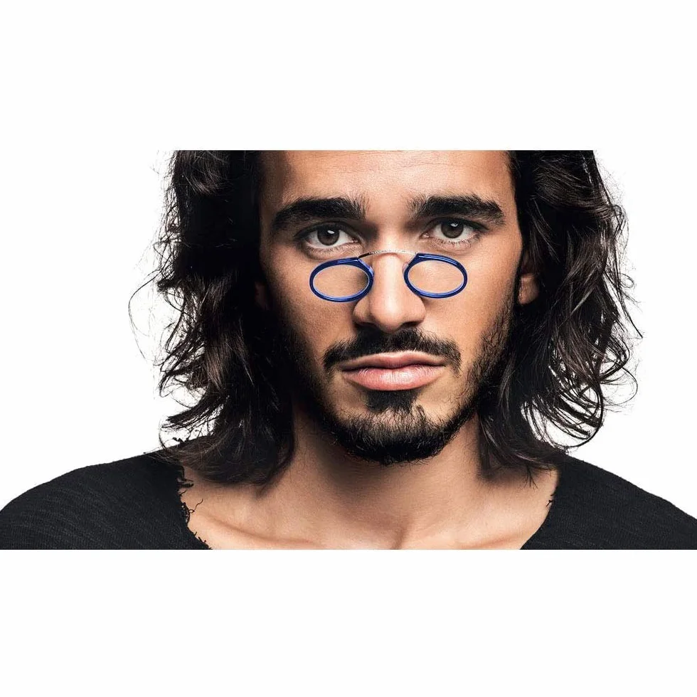 Gafas de lectura unisex antideslizantes compactas clip nariz Azul +2.0