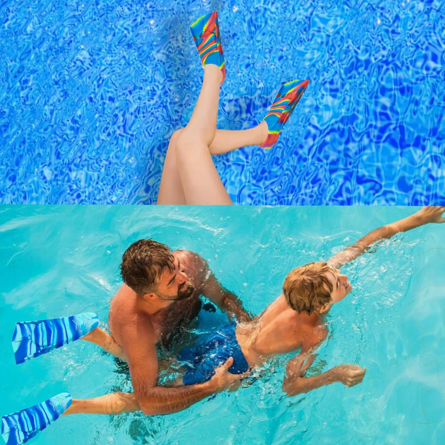 Cómodas aletas de entrenamiento de silicona flexibles para esnórquel y natación
