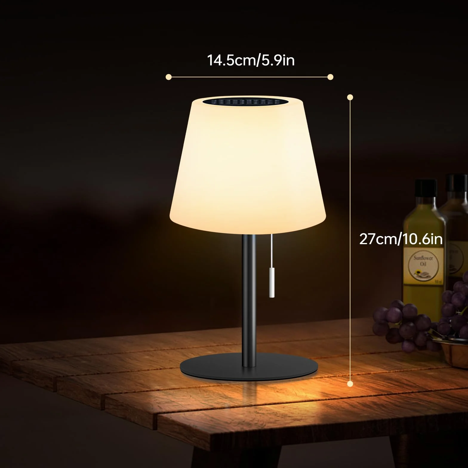 Lámpara de mesa solar LED exterior regulable blanco cálido RGB con sensor de luz para jardín terraza