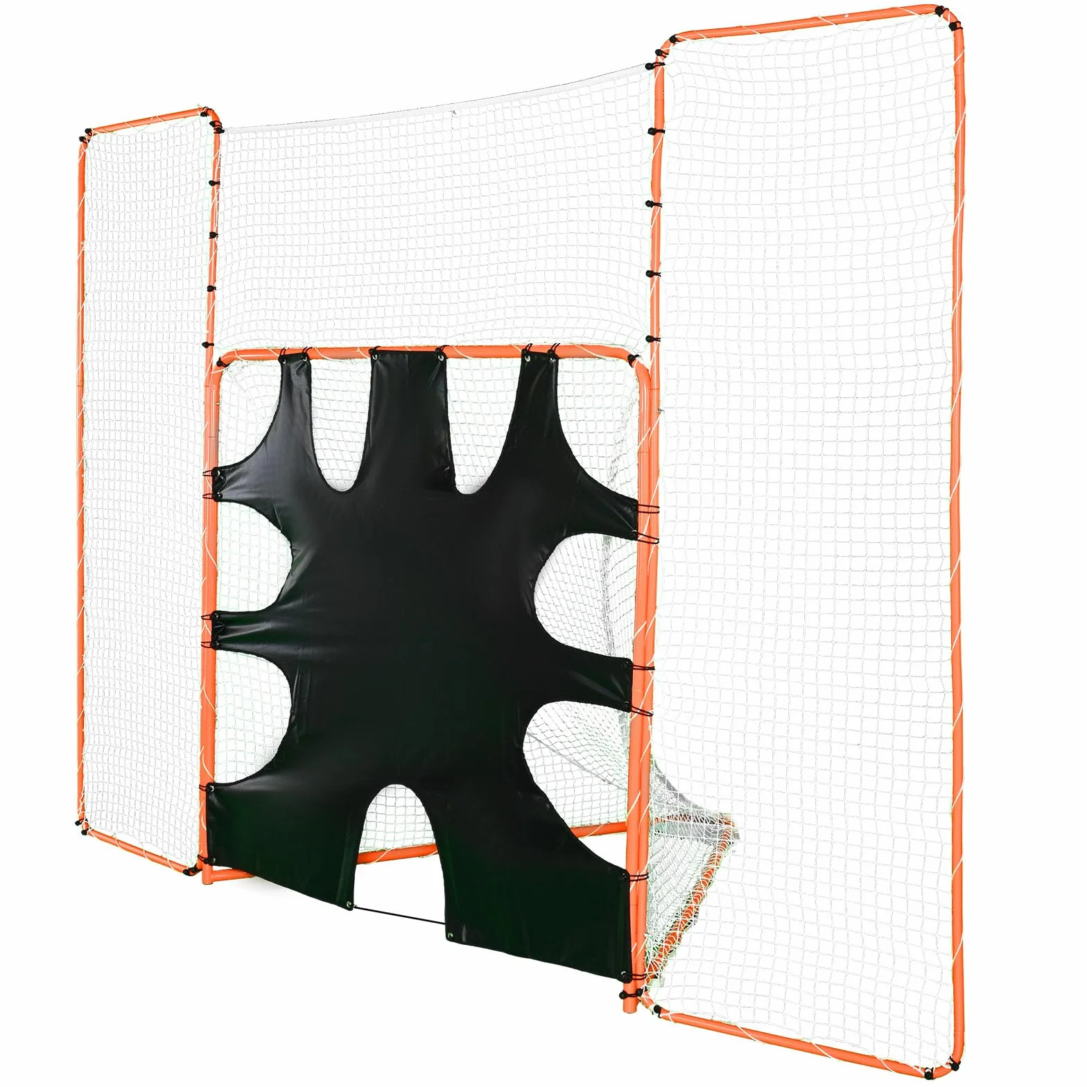 VEVOR Portería de Lacrosse 3 en 1 con Red de Espalda y Rebotador Jaula de Lacrosse 3,6x2,8m Equipos de Entrenamiento de Fácil Instalación en Patio Trasero, Jardín, Parque al Aire Libre para Jóvenes