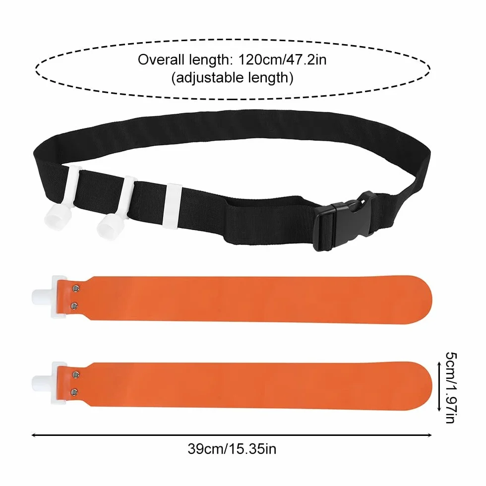 DONGKER Juego de banderas y cinturones, banderas de fútbol, cinturón de fútbol de PVC, 2 banderas, hebilla de liberación para equipos de entrenamiento juvenil y adulto, naranja, 1
