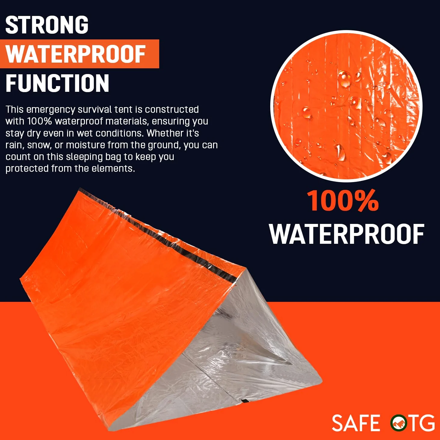 4 Life - Kit de supervivencia para tienda de campaña de emergencia para 2 personas, color naranja, impermeable, tubo térmico, lona con silbato y cuerda de paracaídas para coche, actividades al aire
