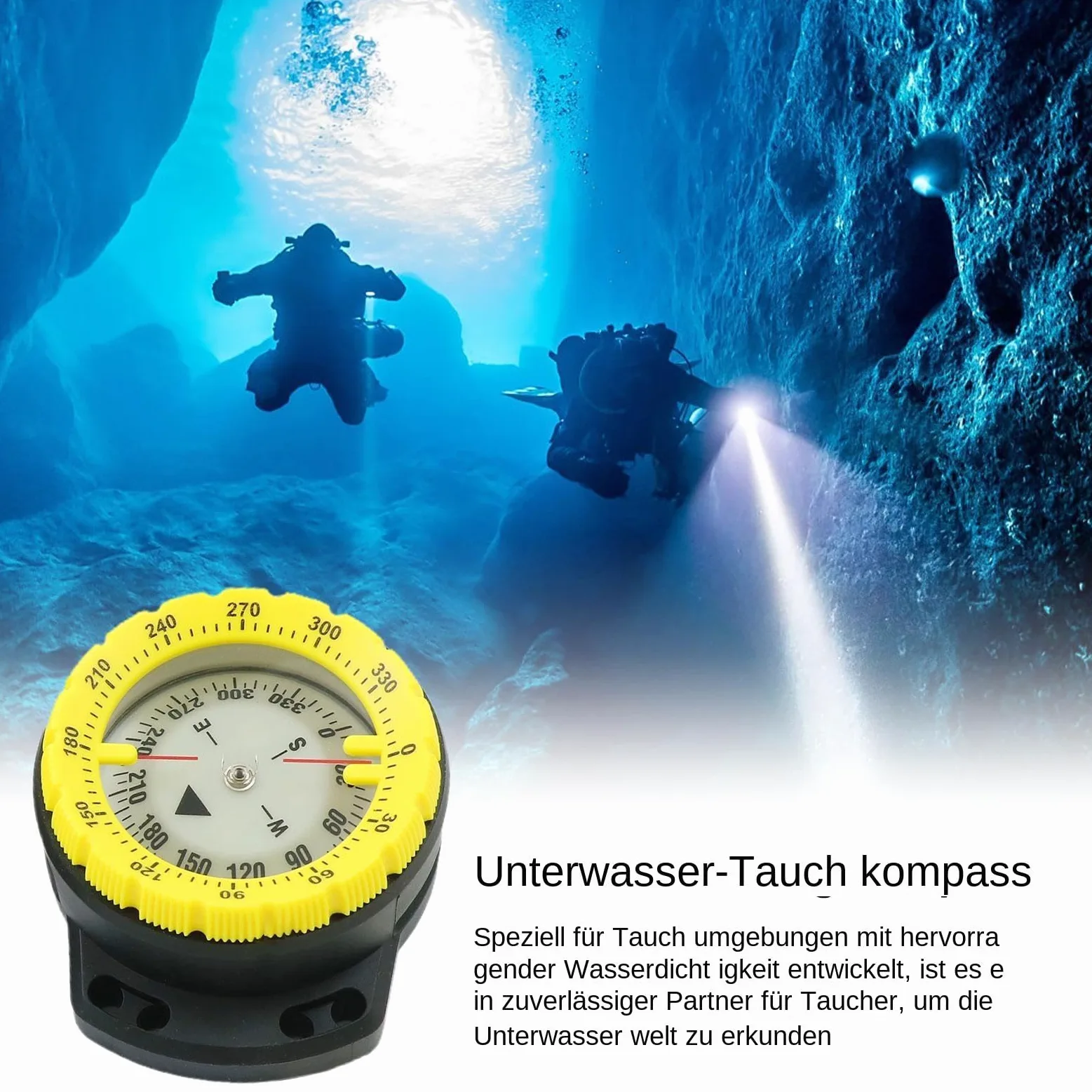 Brújula de buceo, brújula de buceo, brújula de buceo impermeable con cuerda, brújula luminosa con ventana lateral, brújula marina, accesorios de buceo