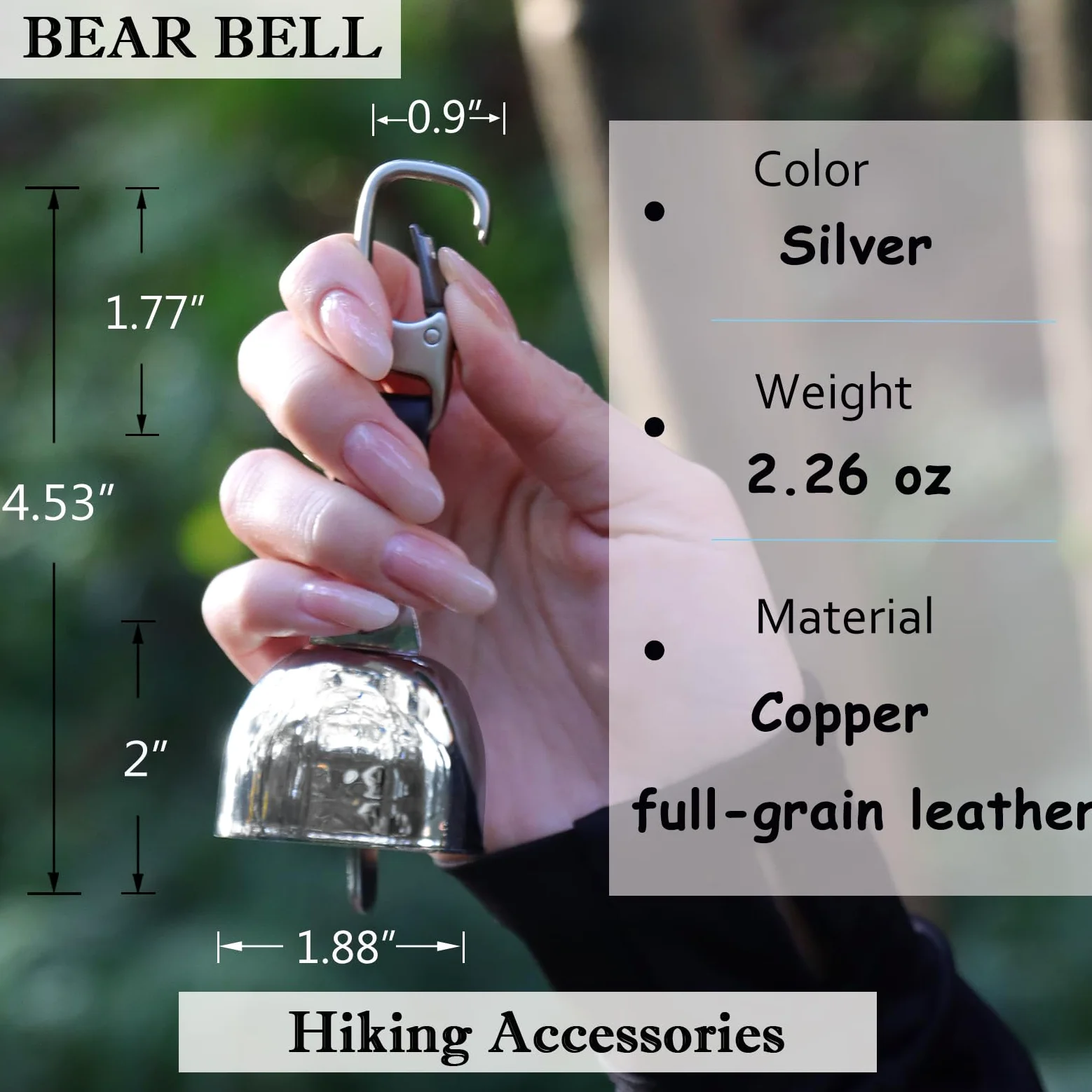 Campana de oso fuerte con silenciador, accesorios de senderismo, silbato de emergencia y campana de cobre para senderismo, mochileros, supervivencia, ciclismo, pesca, escalada, campamento